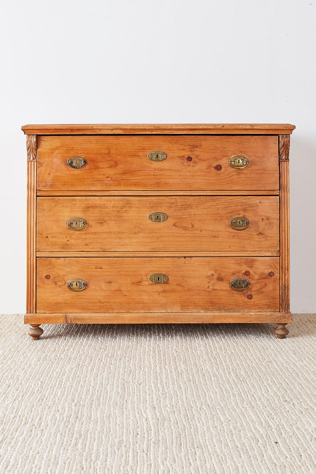 Rustic 19th Century French Pine Commode Chest of Drawers