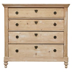 Antique 19th Century French Pine Commode with Stripped Finish and Graduating Drawers