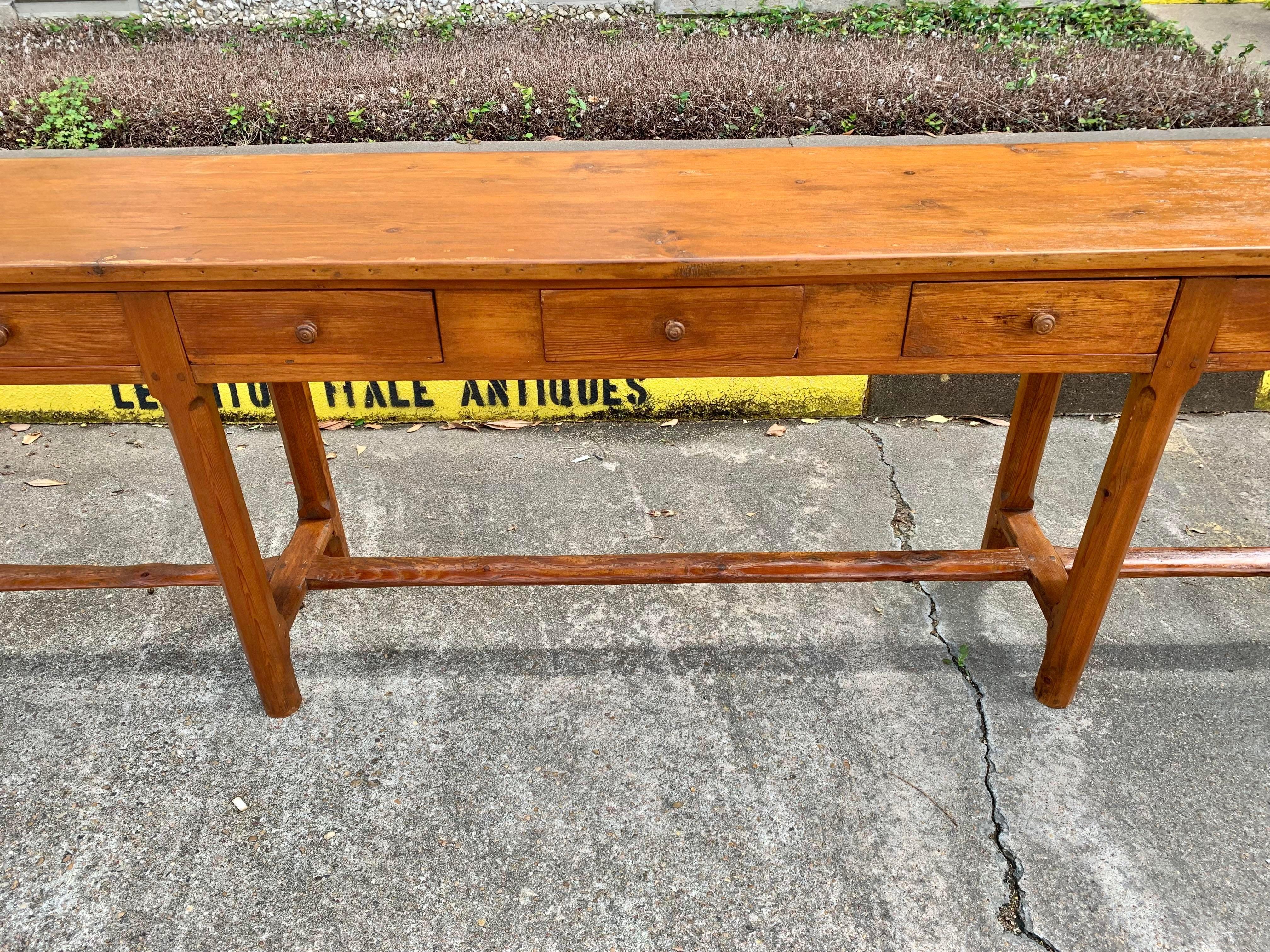 19th Century French Pine Console Table In Good Condition In Burton, TX