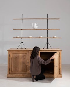 19th Century French Pine Display Cabinet with Glass Doors