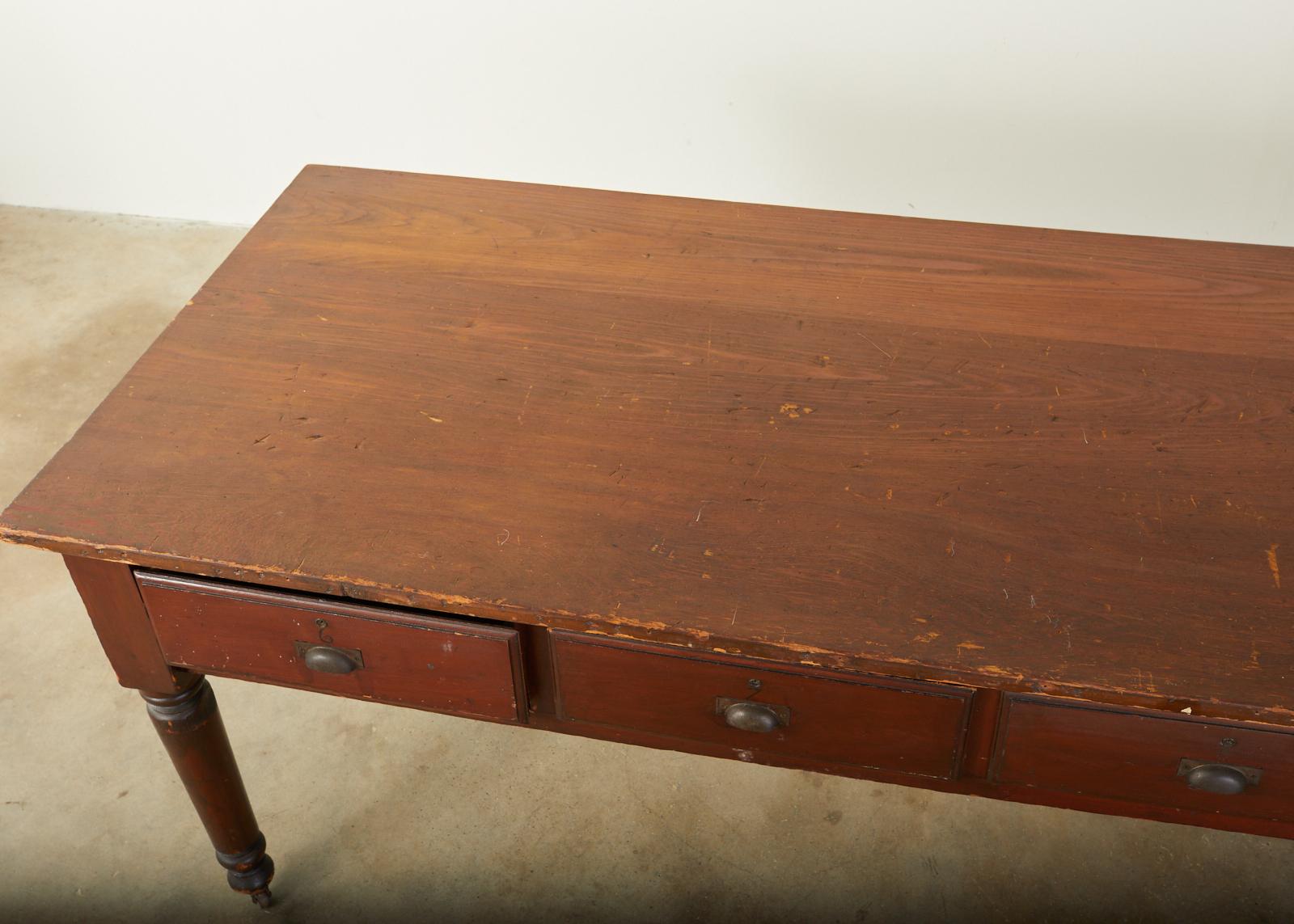 19th Century French Pine Drapers Table Store Display In Distressed Condition For Sale In Rio Vista, CA