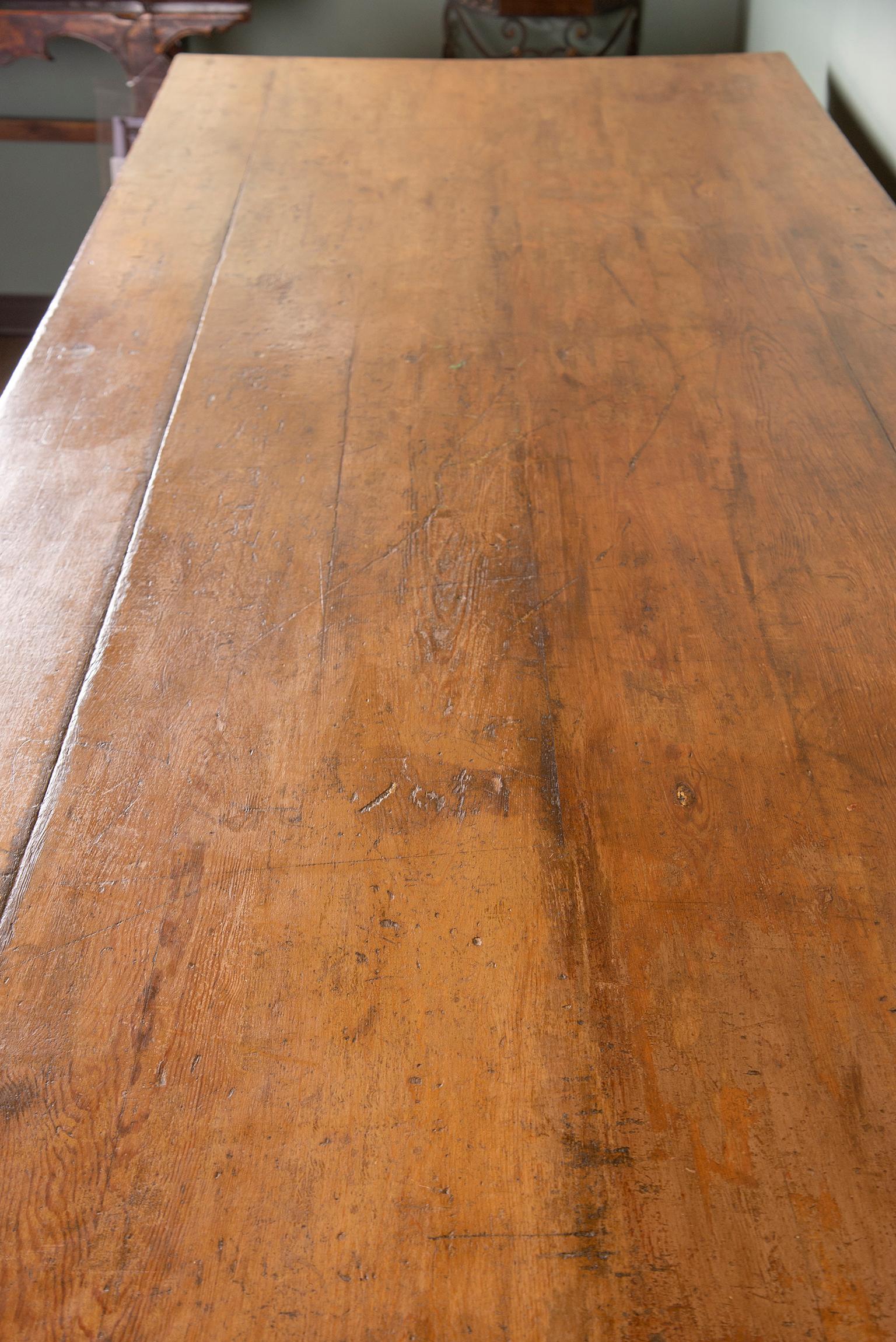 19th Century French Pine Drapers Table with Original Finish 4
