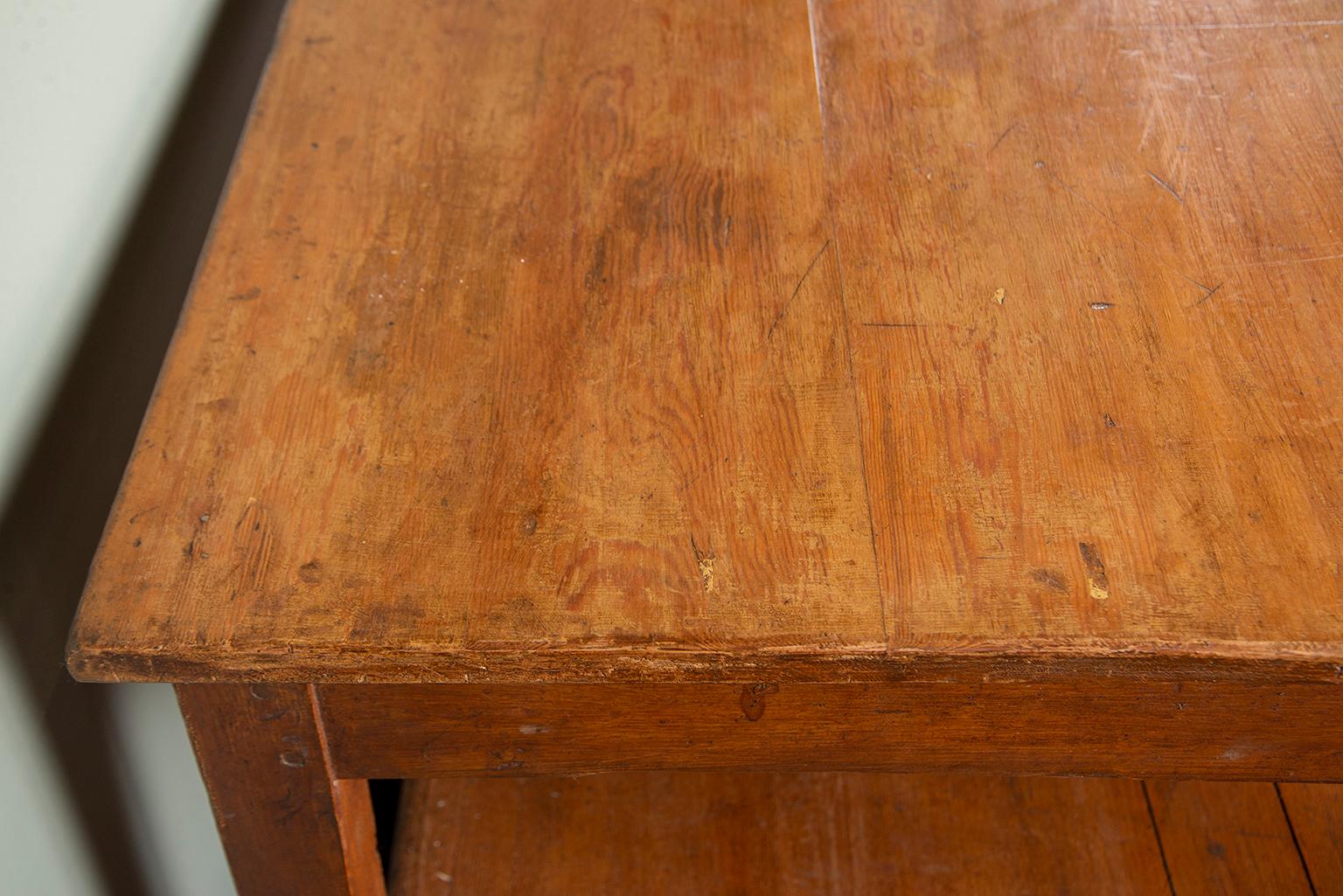 19th Century French Pine Drapers Table with Original Finish 2