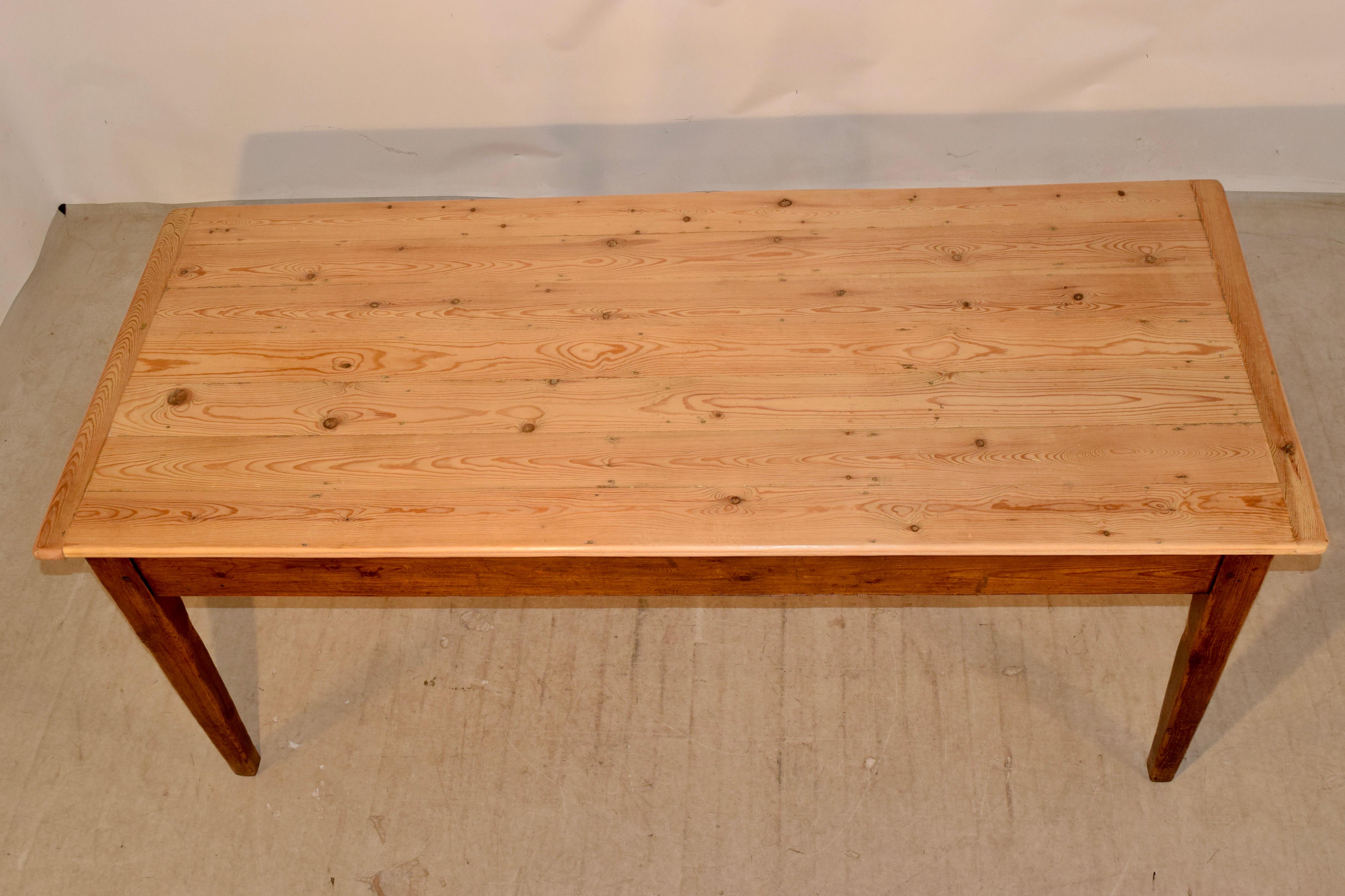 19th Century French Pine Farm Table 2