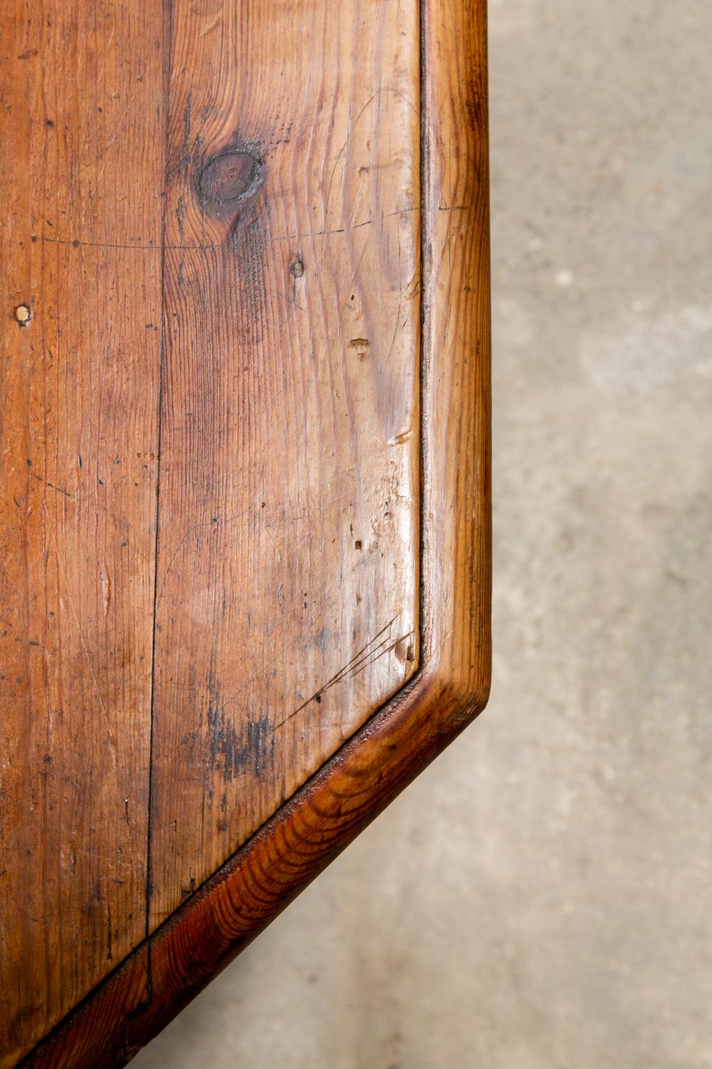 19th Century French Pine Farmhouse Dining Harvest Table 8