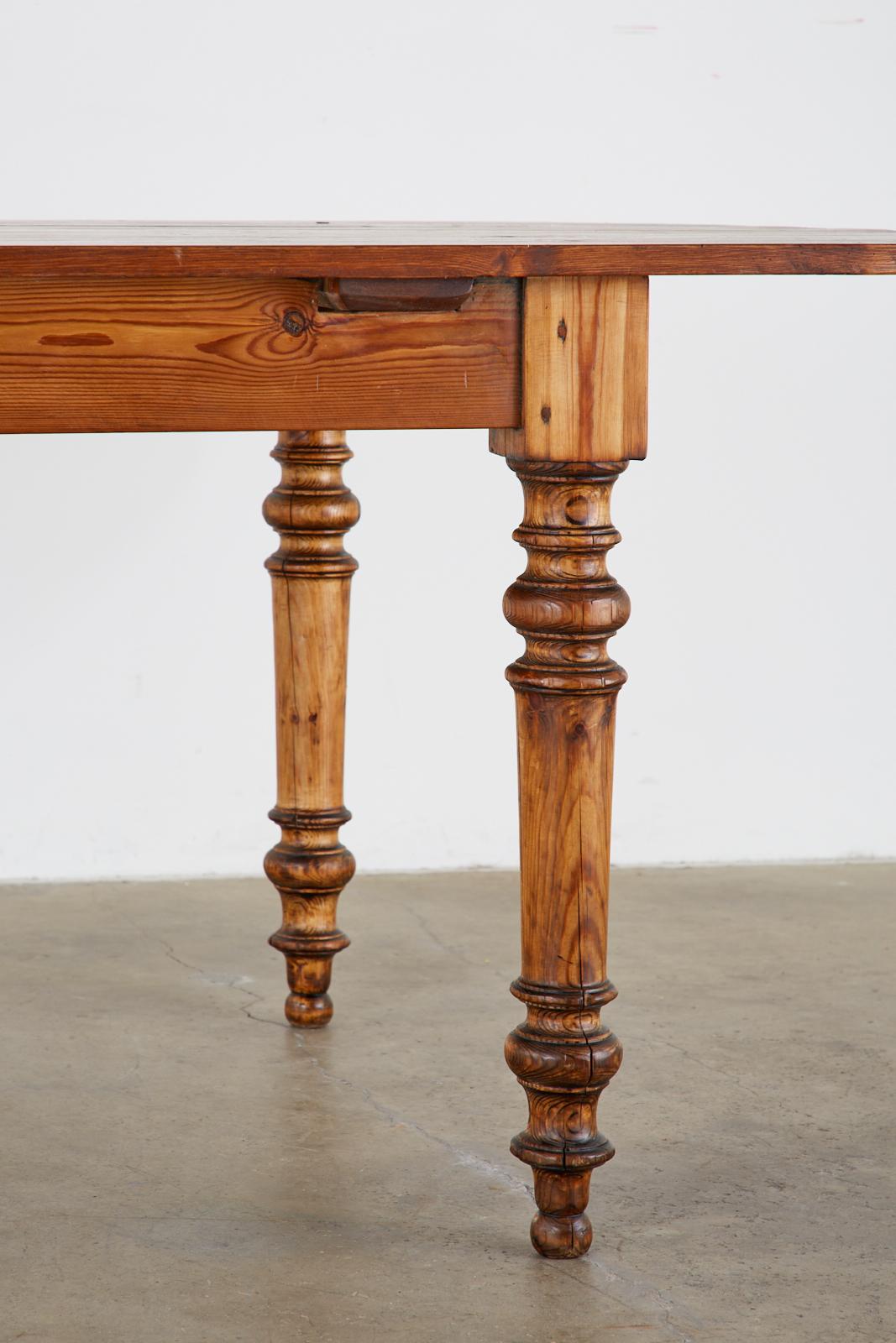 19th Century French Pine Farmhouse Harvest Dining Table 2