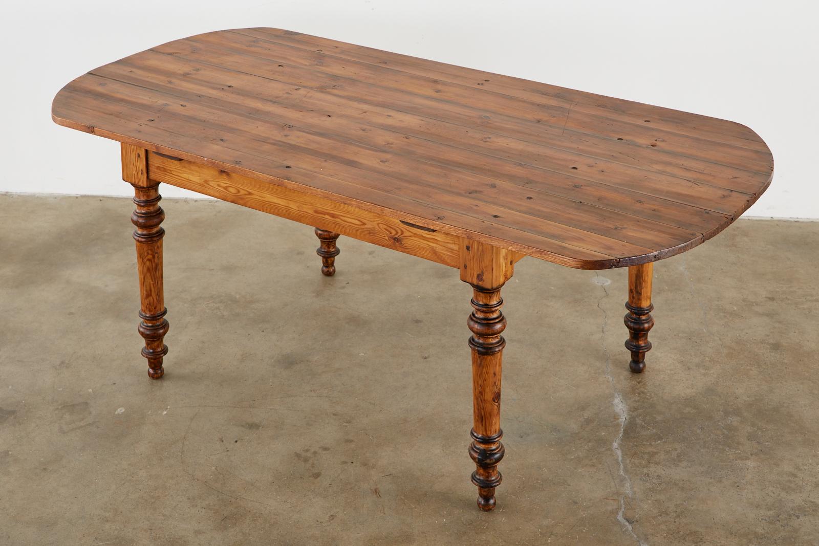 19th Century French Pine Farmhouse Harvest Dining Table 7