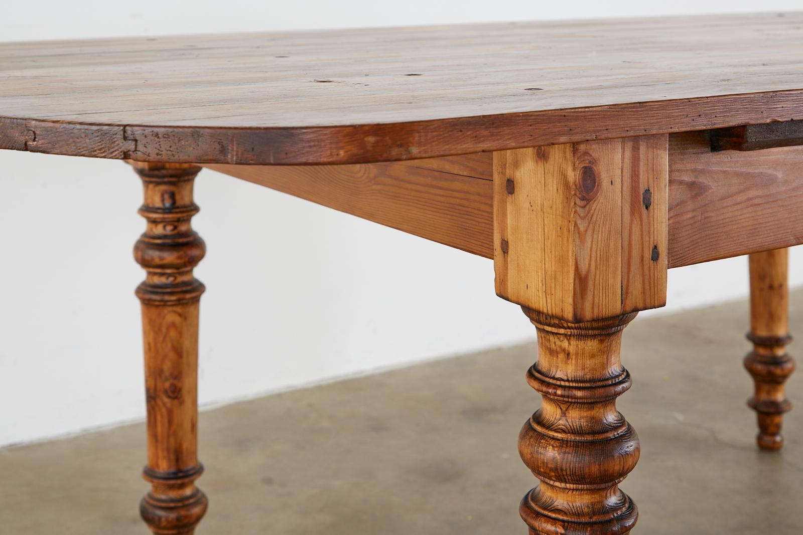 19th Century French Pine Farmhouse Harvest Dining Table 10