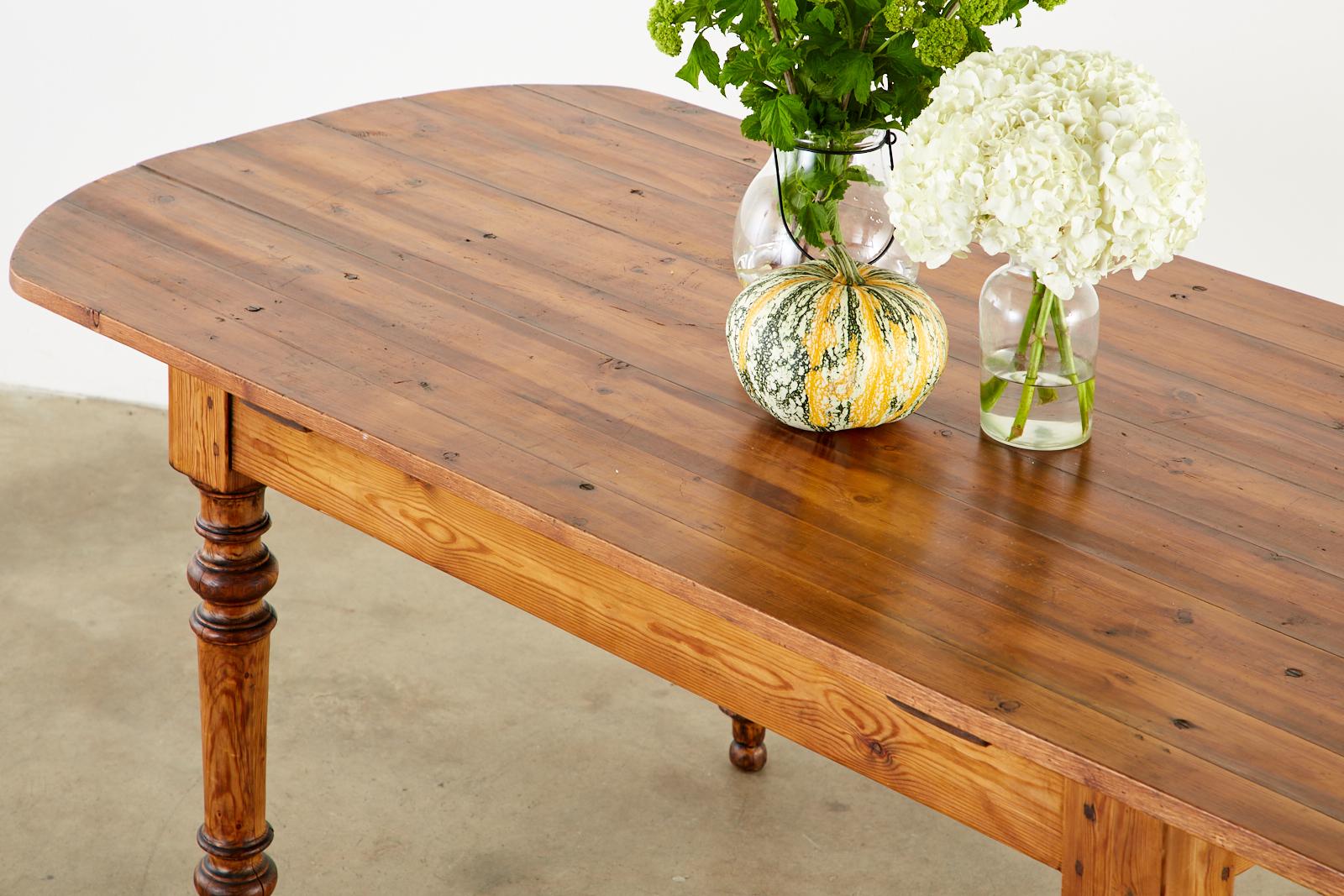 Country 19th Century French Pine Farmhouse Harvest Dining Table