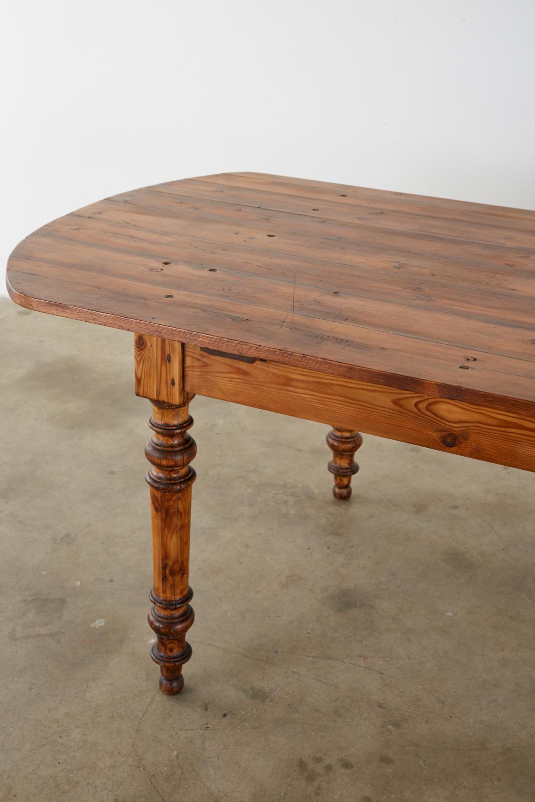 Hand-Crafted 19th Century French Pine Farmhouse Harvest Dining Table