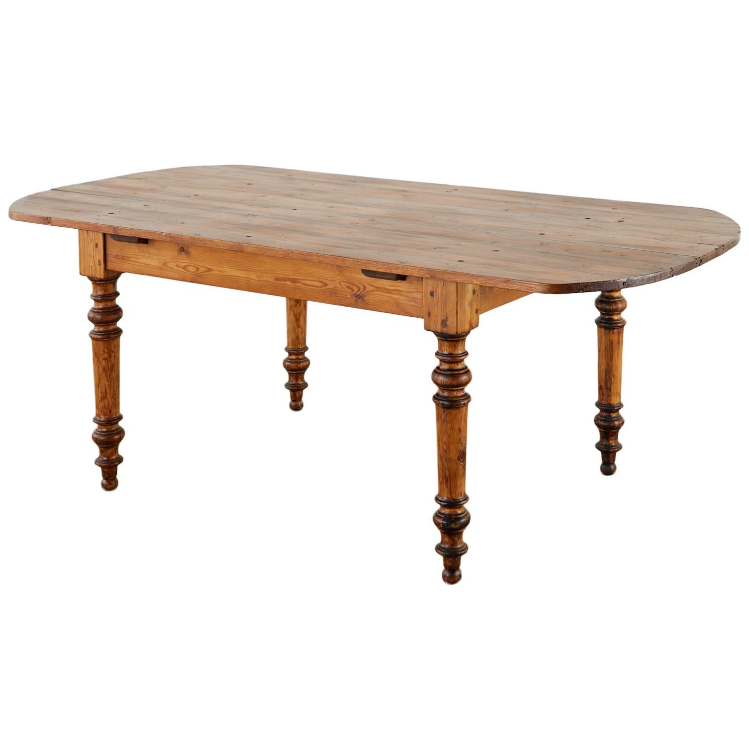 19th Century French Pine Farmhouse Harvest Dining Table
