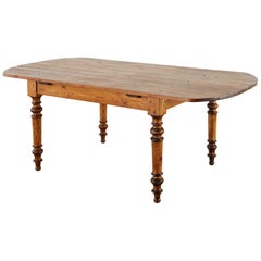 Antique 19th Century French Pine Farmhouse Harvest Dining Table