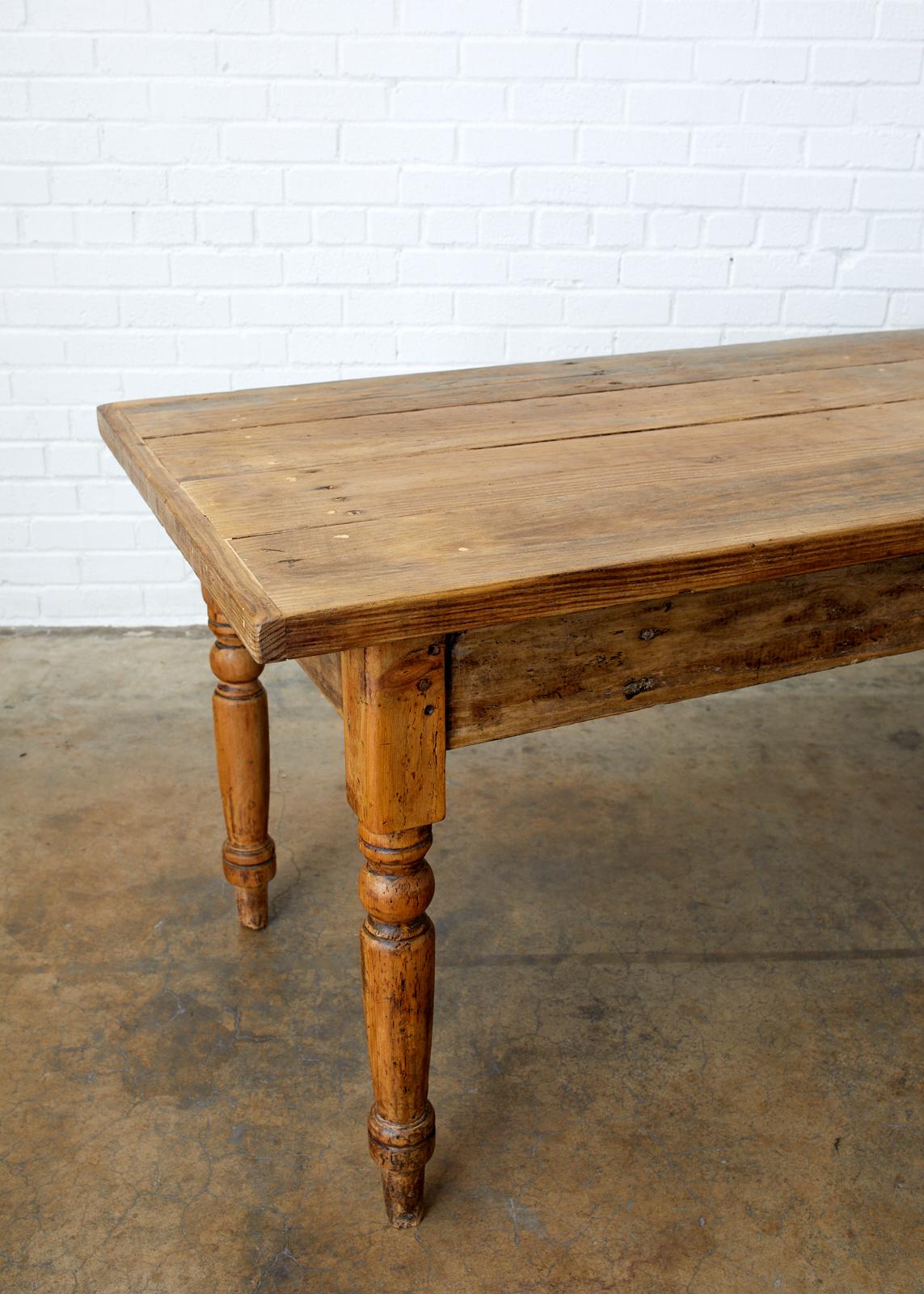 Rustic 19th Century French Pine Farmhouse Harvest Table