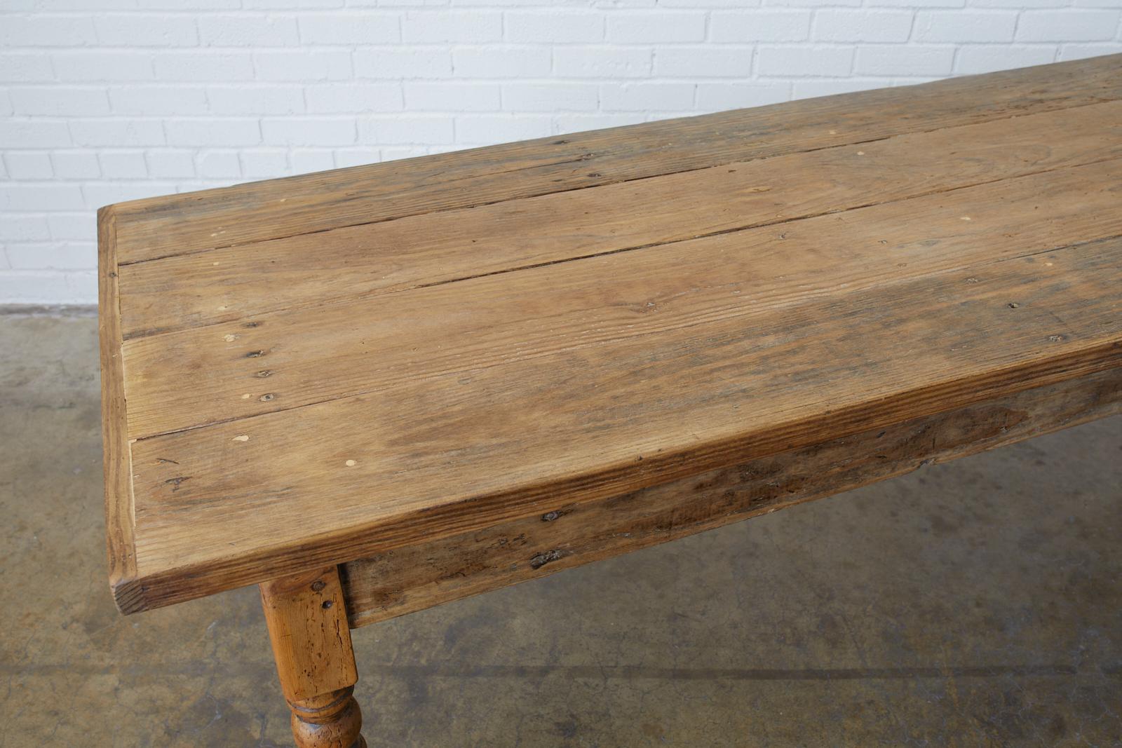 European 19th Century French Pine Farmhouse Harvest Table