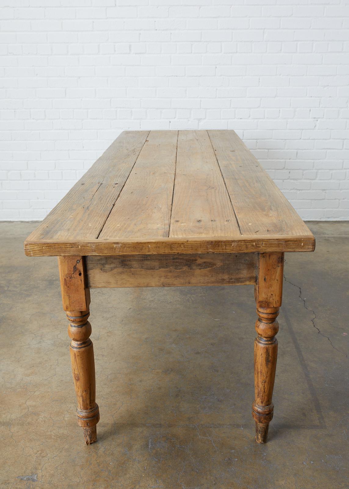 20th Century 19th Century French Pine Farmhouse Harvest Table