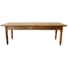 Vintage 19th Century French Pine Farmhouse Harvest Table