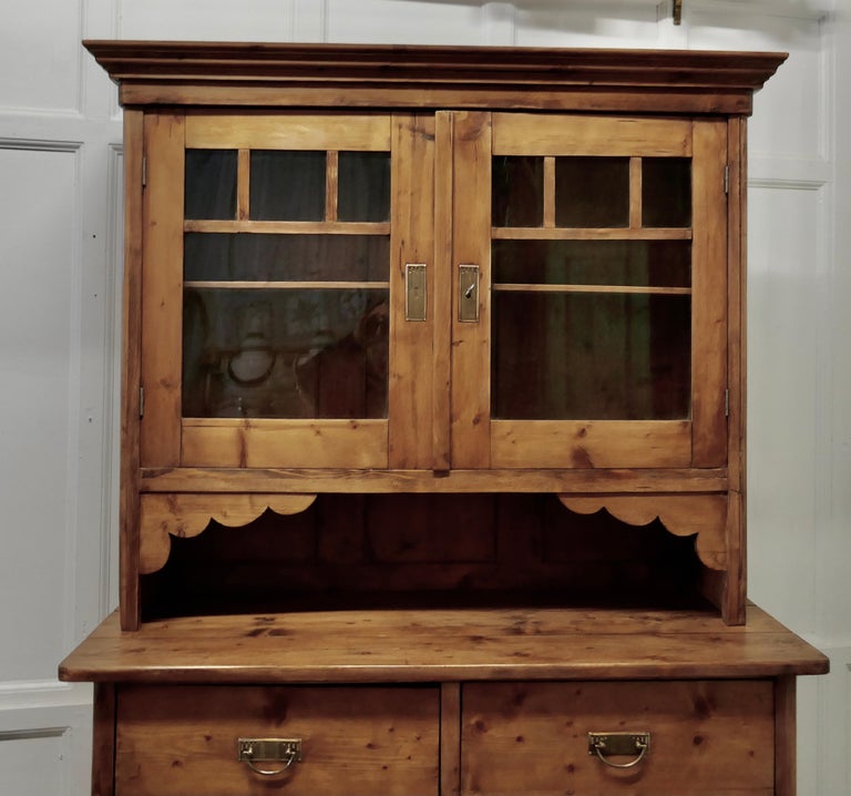 19th Century French Pine Farmhouse Kitchen Glazed Dresser at 1stDibs