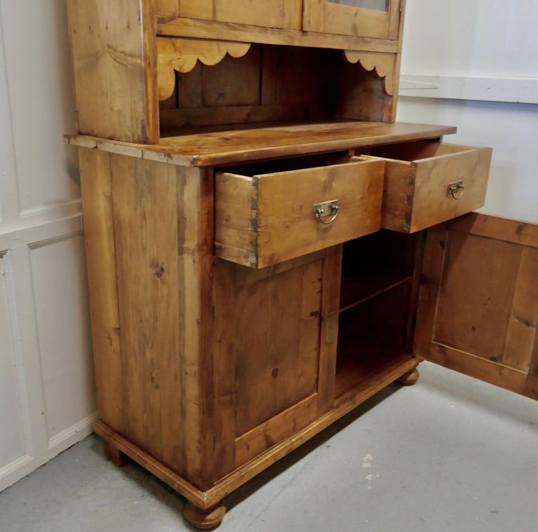19th Century French Pine Farmhouse Kitchen Glazed Dresser at 1stDibs