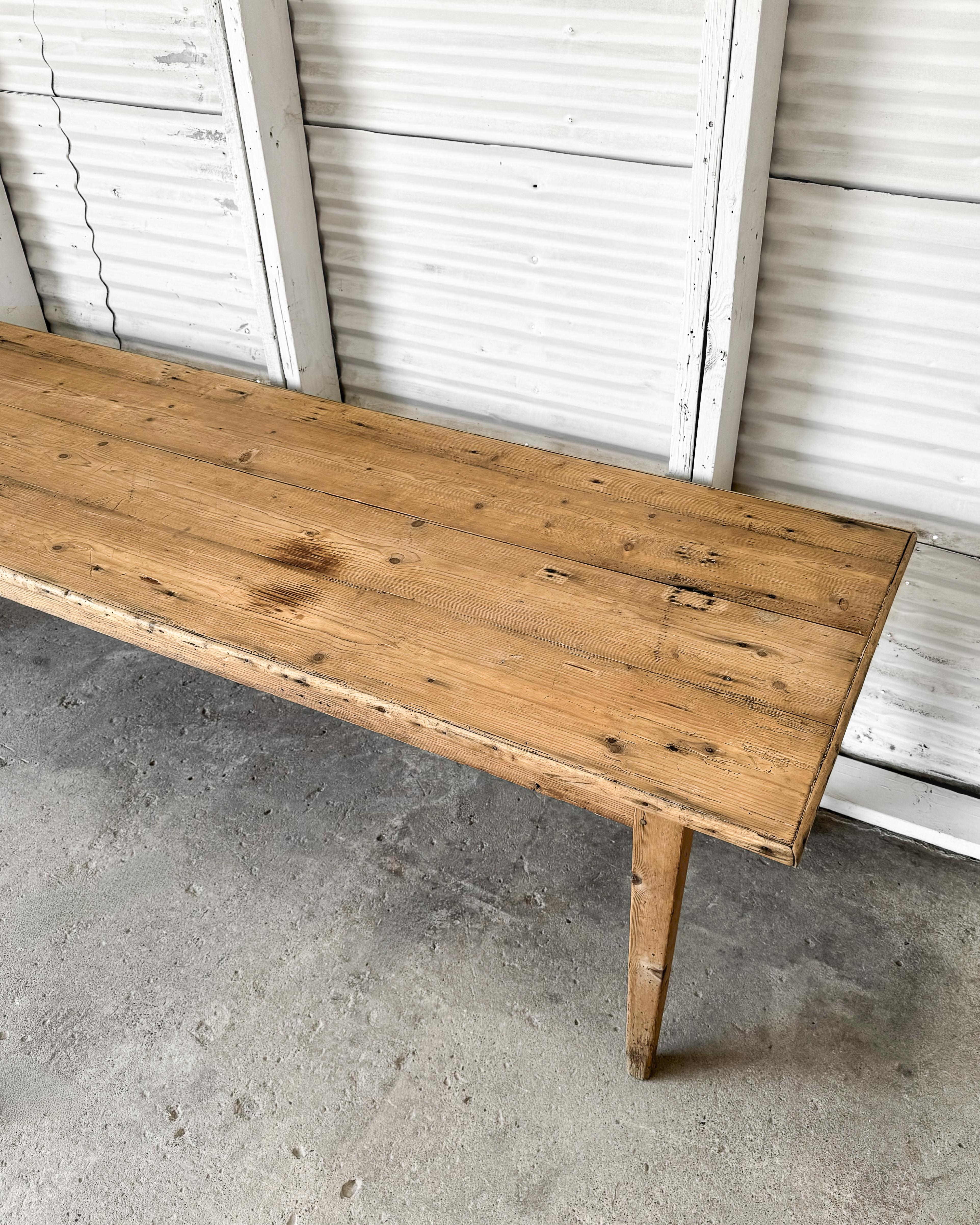 19th Century French Pine Harvest Table 12