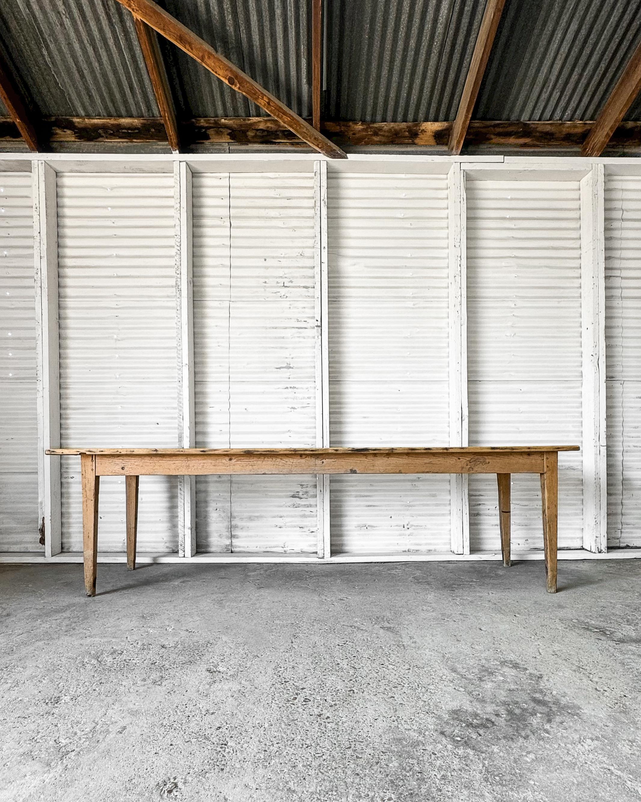 19th Century French Pine Harvest Table 14