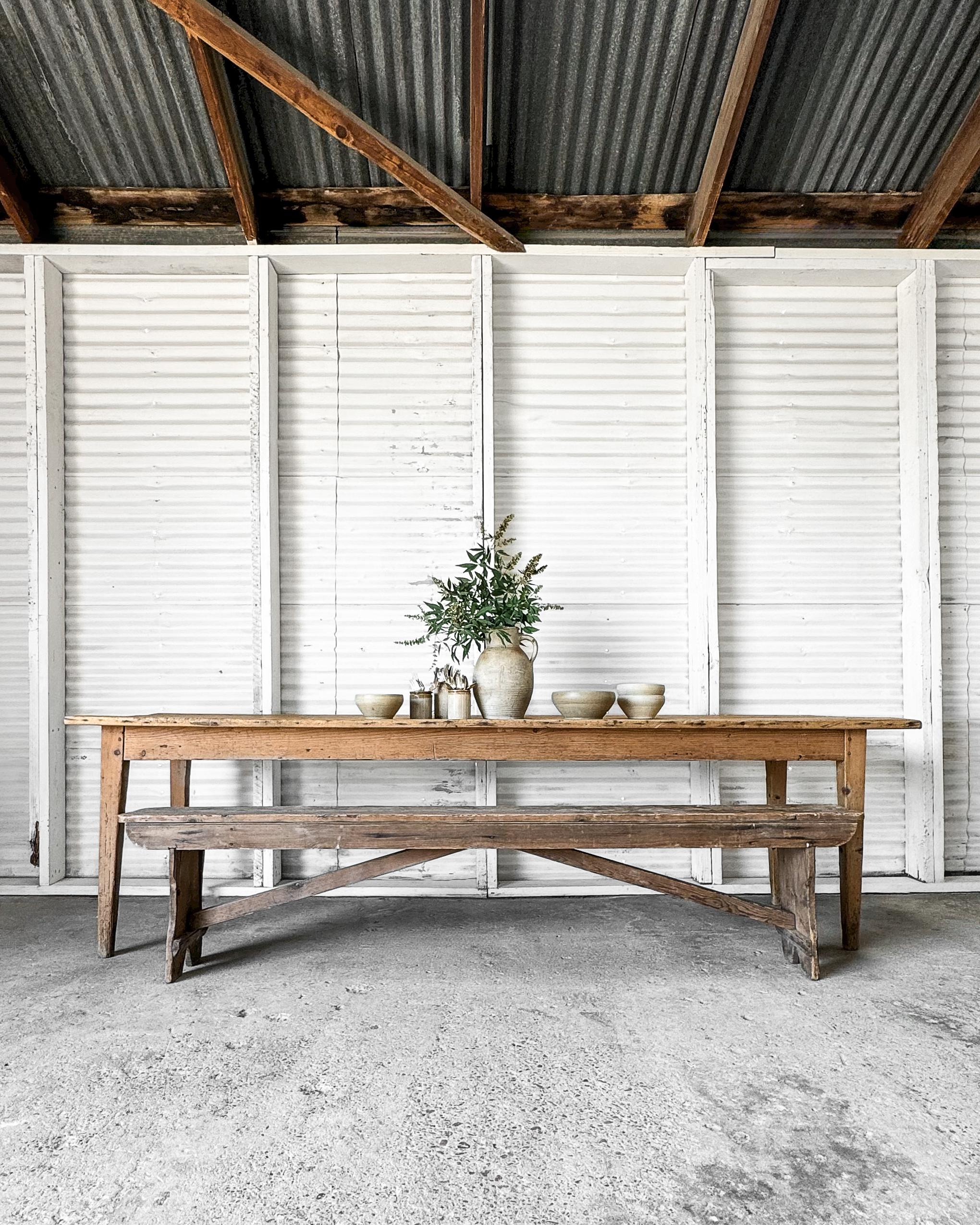 19th Century French Pine Harvest Table In Good Condition In Mckinney, TX