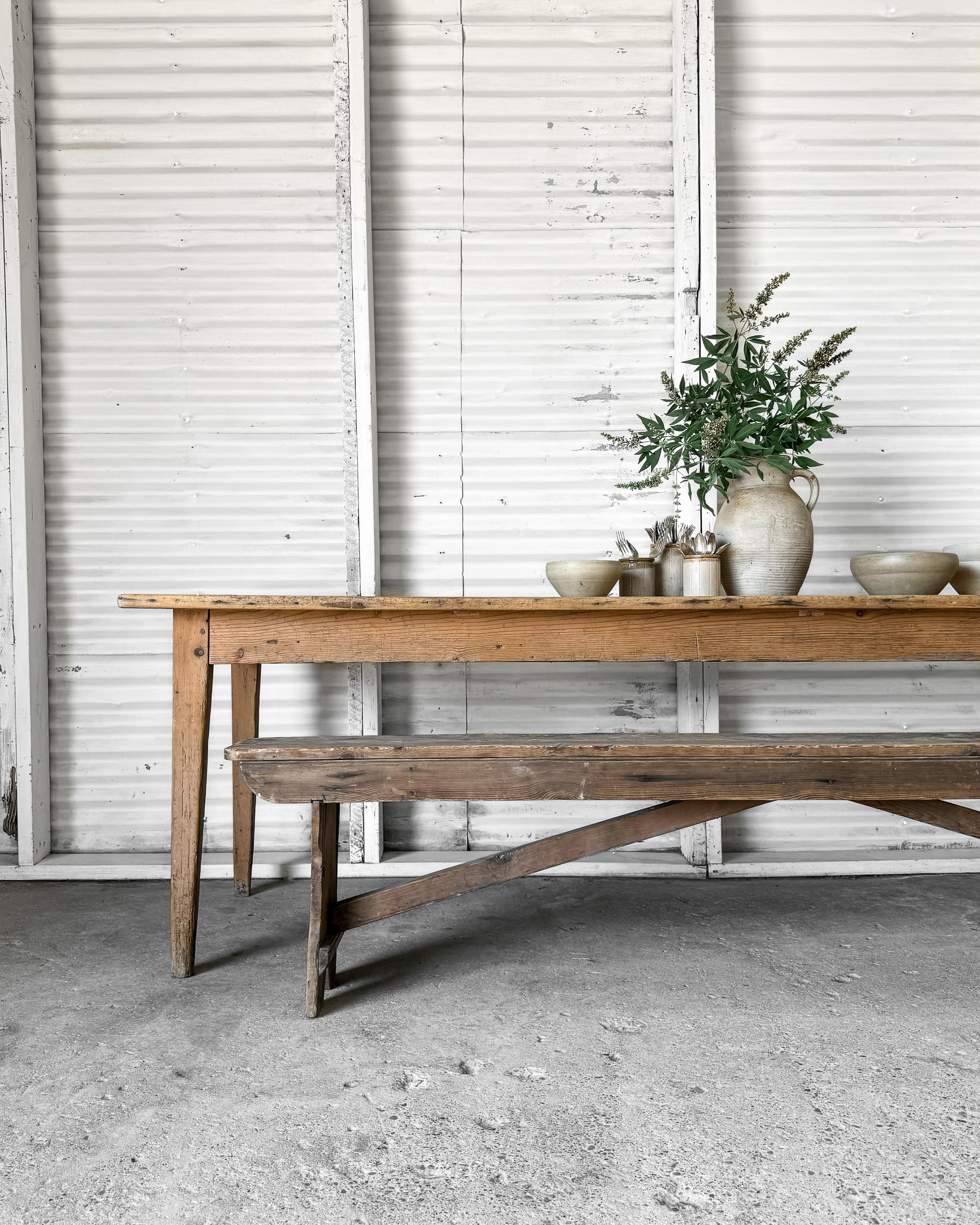 19th Century French Pine Harvest Table 1