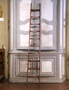 19th Century French Pine Library Ladder with 10 Steps