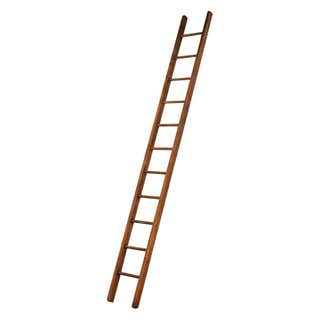 19th Century French Pine Library Ladder with 10 Steps For Sale at 1stDibs