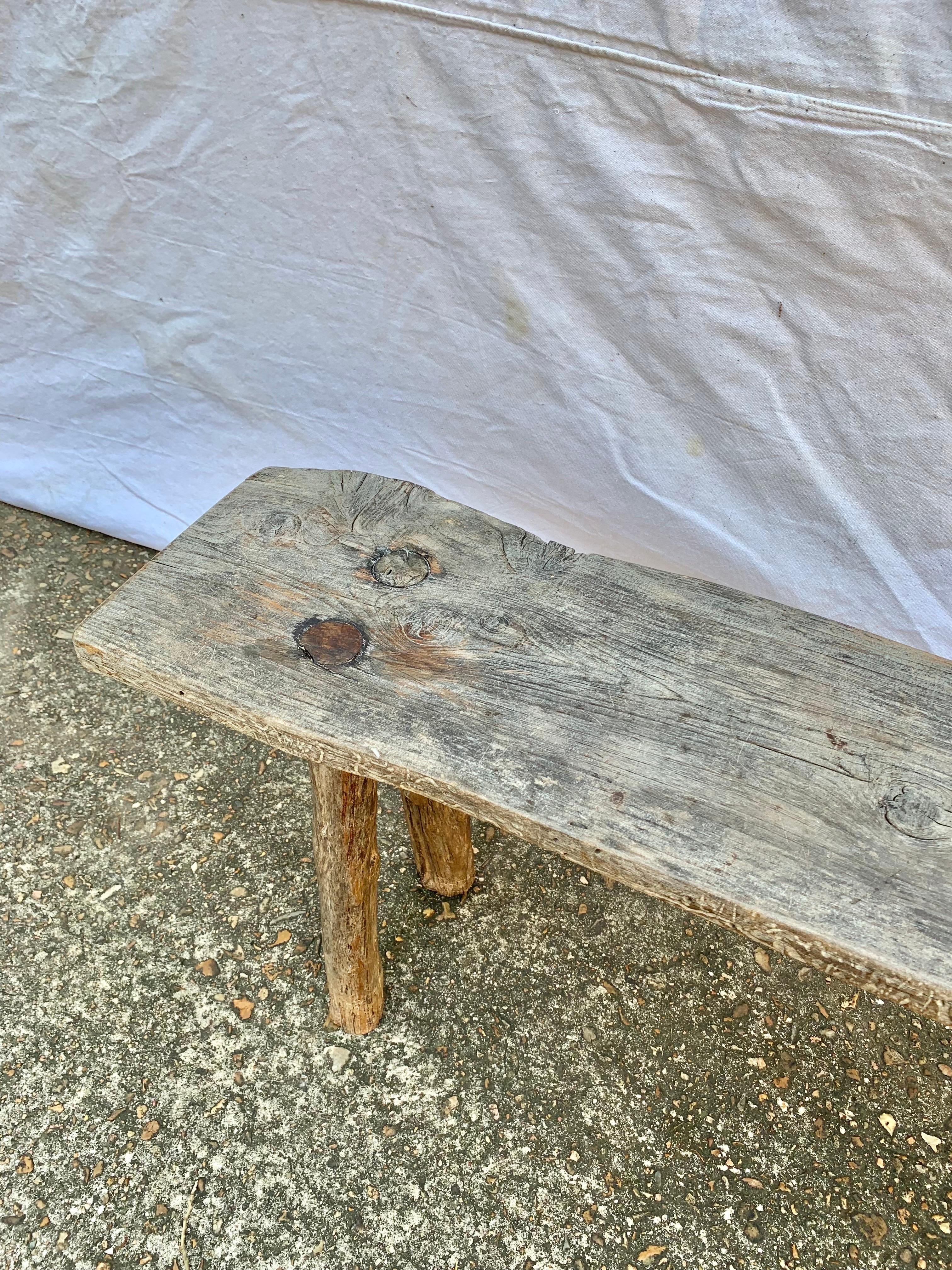 19th Century French Pine Live Edge Bench For Sale 6