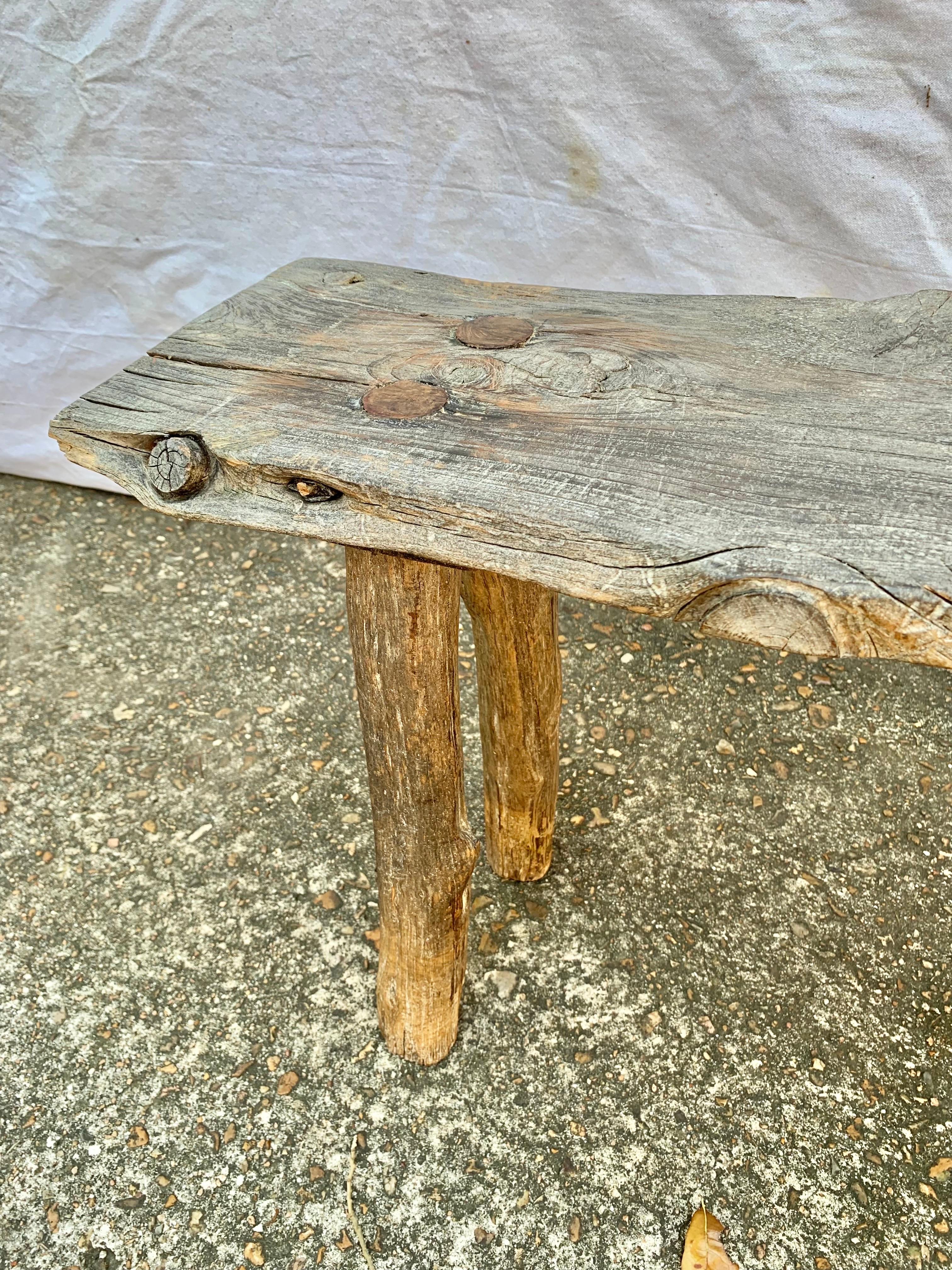 19th Century French Pine Live Edge Bench For Sale 1