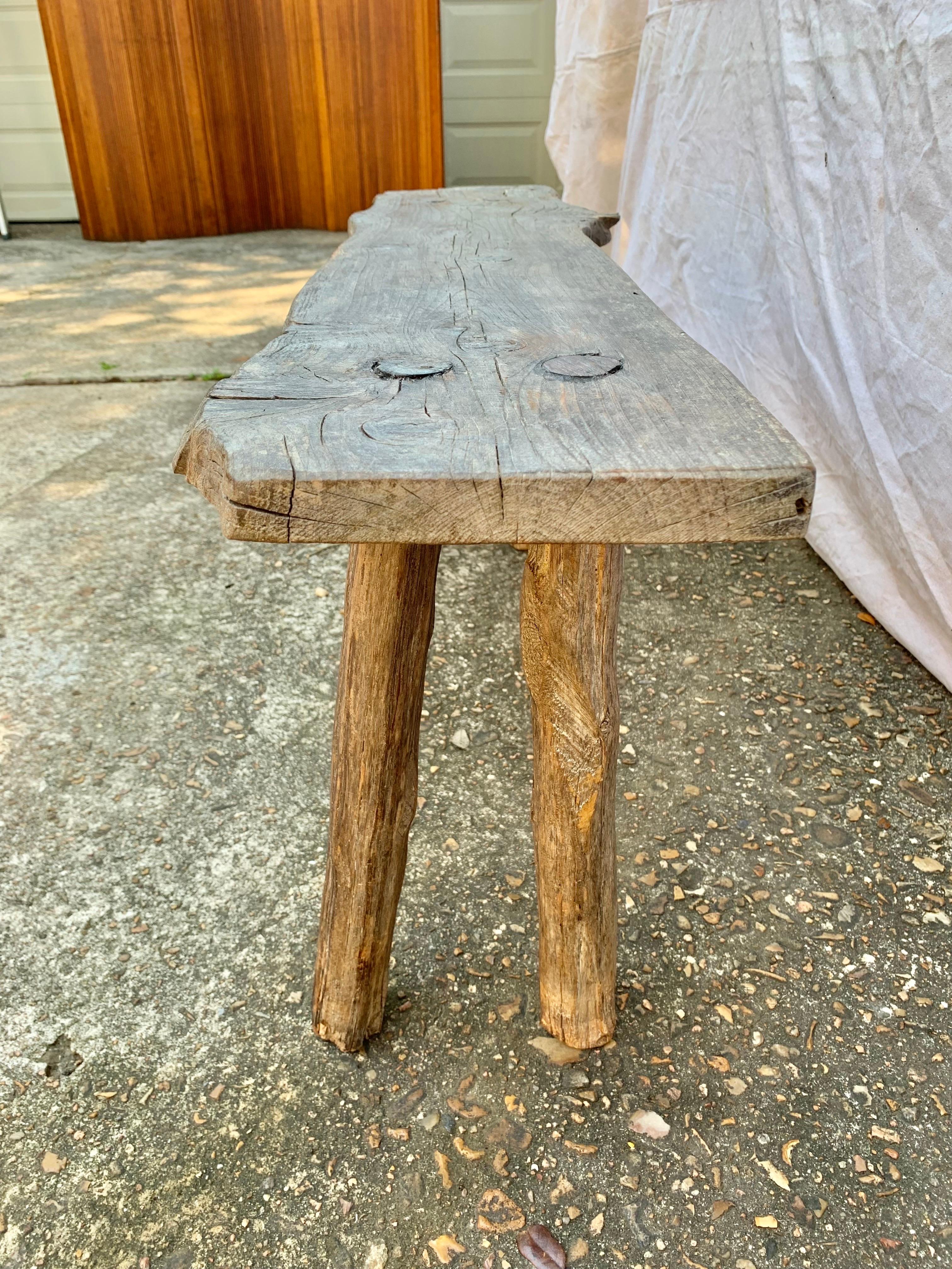 19th Century French Pine Live Edge Bench For Sale 3
