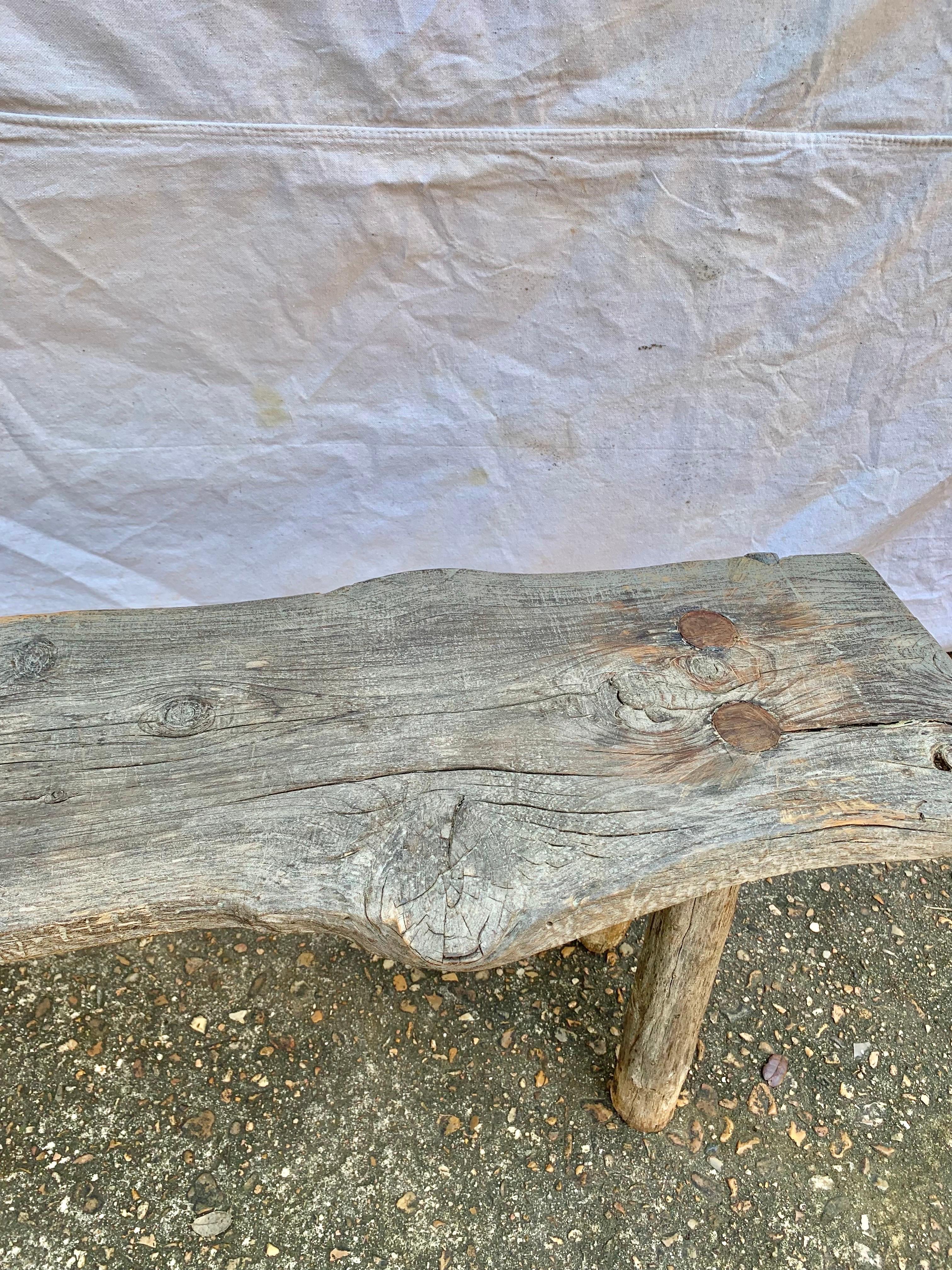 19th Century French Pine Live Edge Bench For Sale 5
