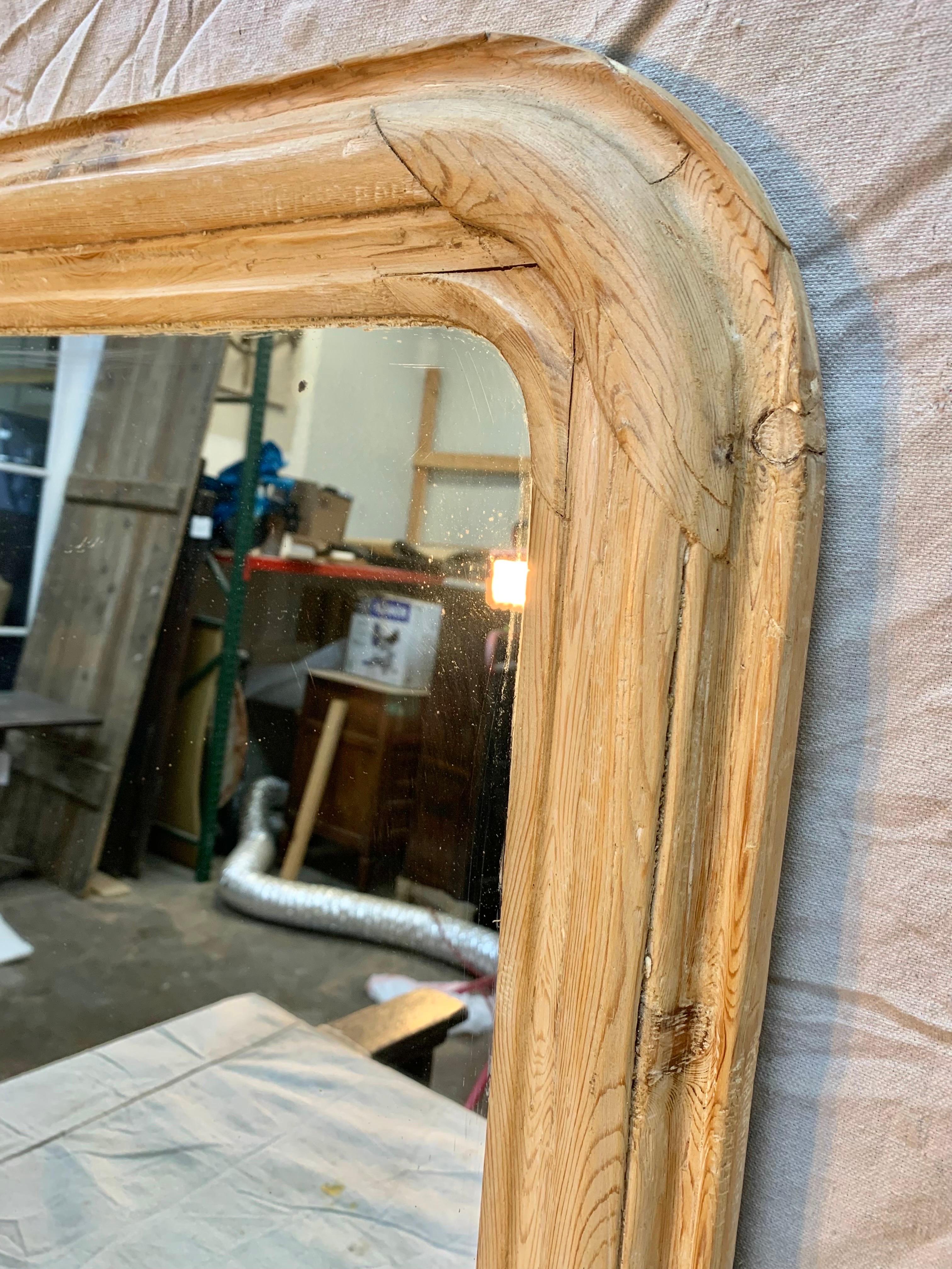 Hand-Crafted 19th Century French Pine Louis Philippe Mirror