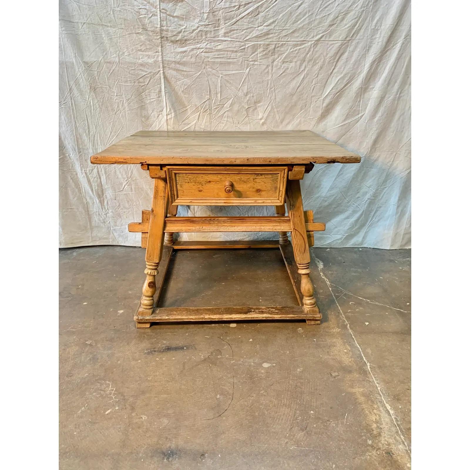 Hand-Crafted 19th Century French Pine Merchant or Bankers Center Table