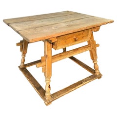 19th Century French Pine Merchant or Bankers Center Table