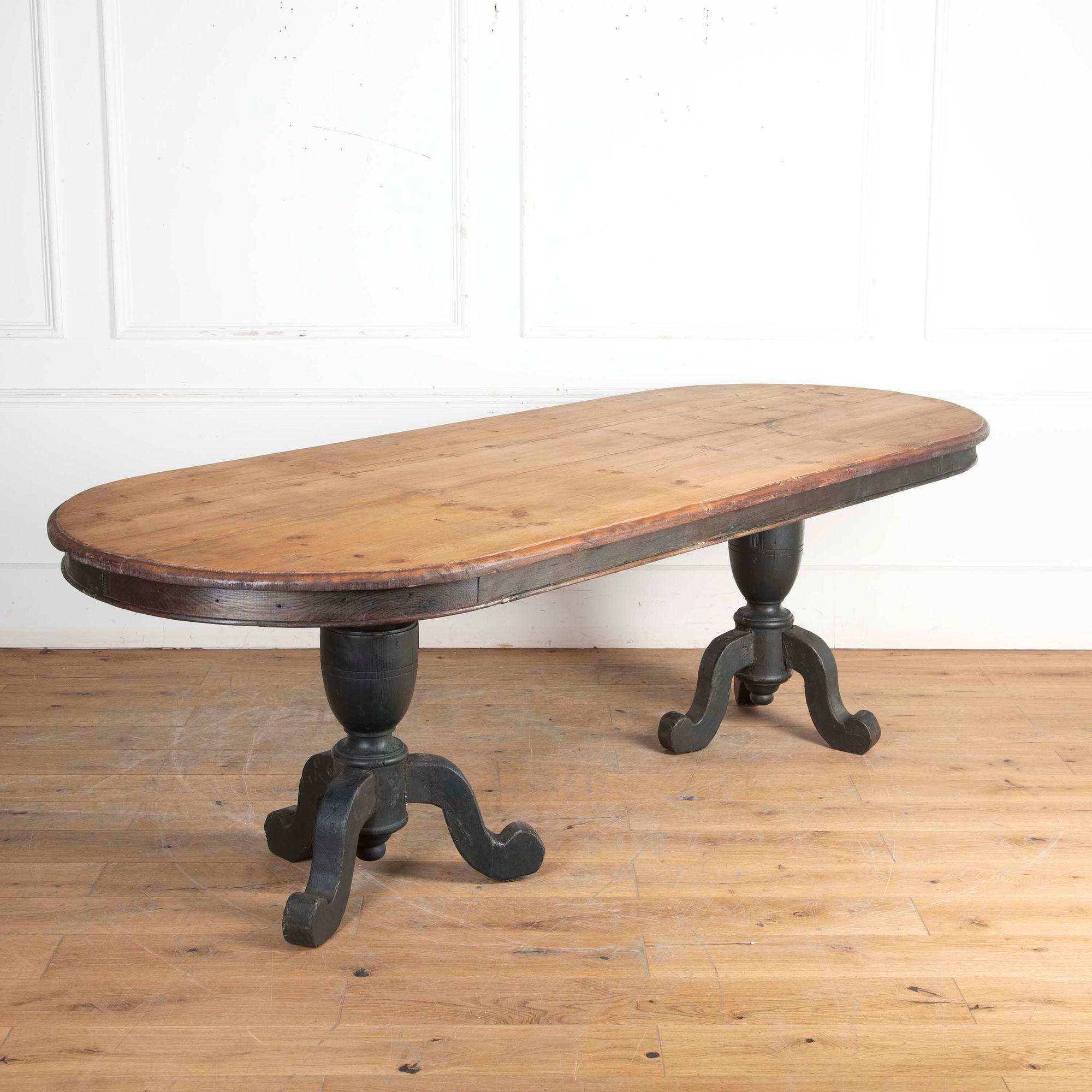 19th Century French Pine Oval Dining Table at 1stDibs
