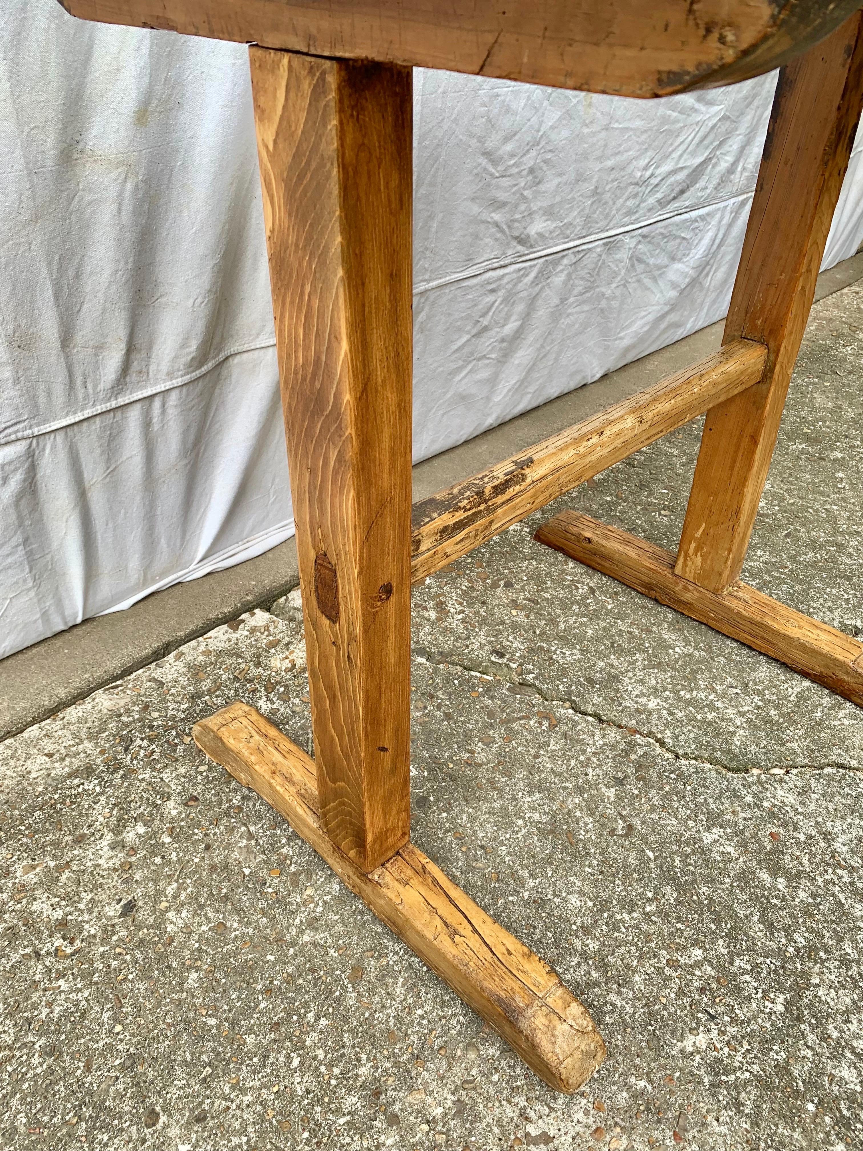 19th Century French Pine Trestle Side Table For Sale 9