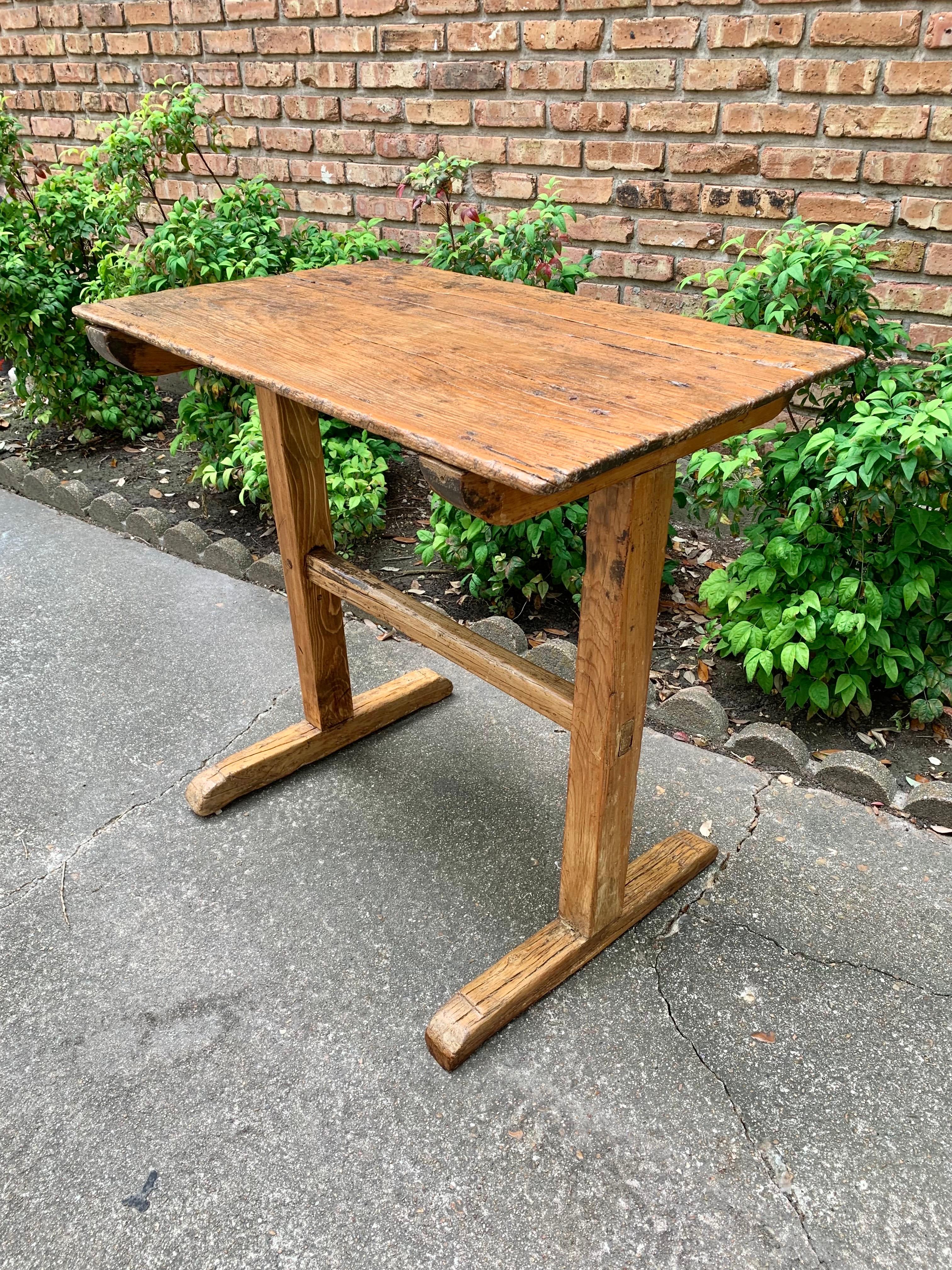 19th Century French Pine Trestle Side Table For Sale 10