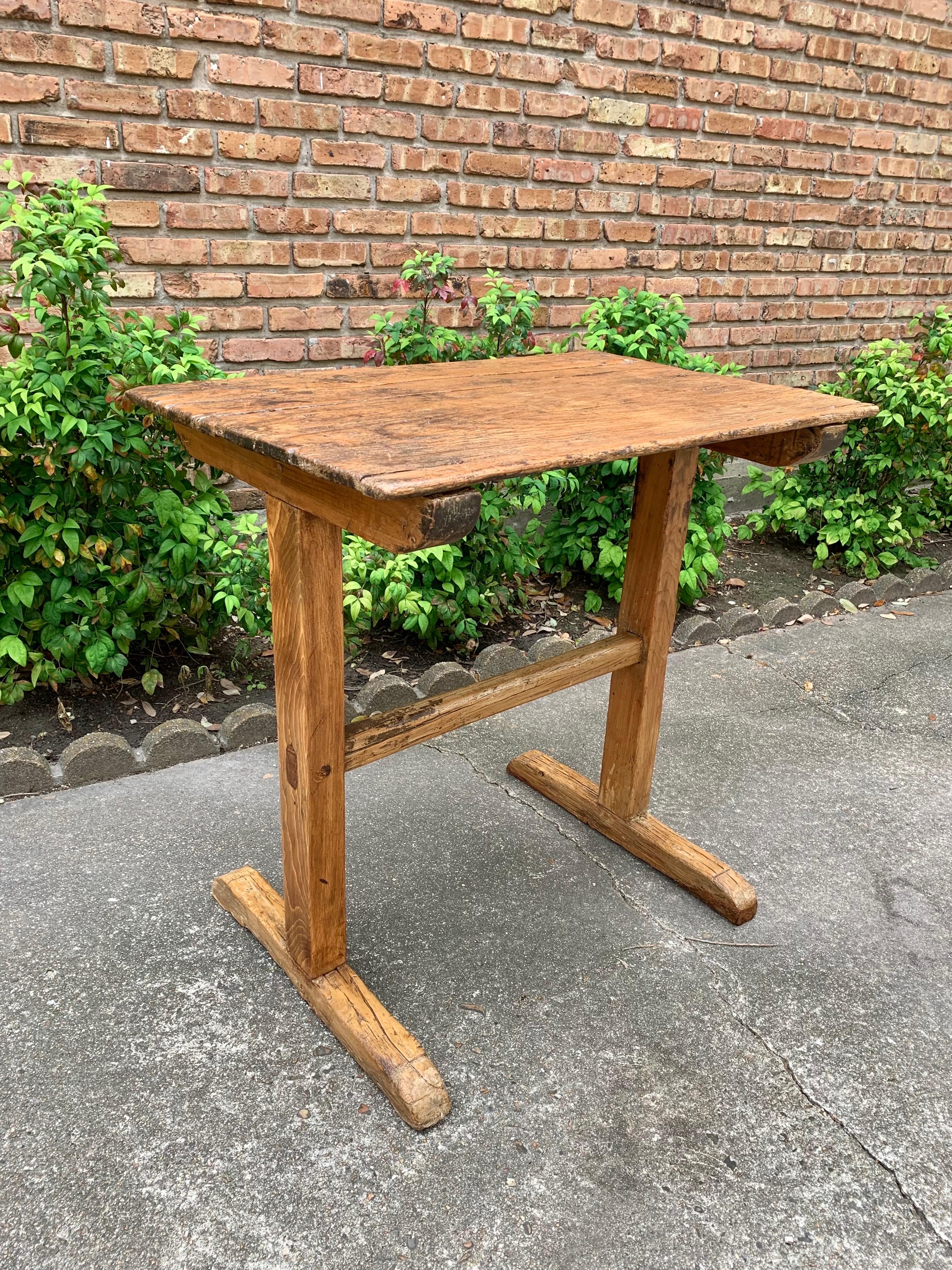 19th Century French Pine Trestle Side Table For Sale 11