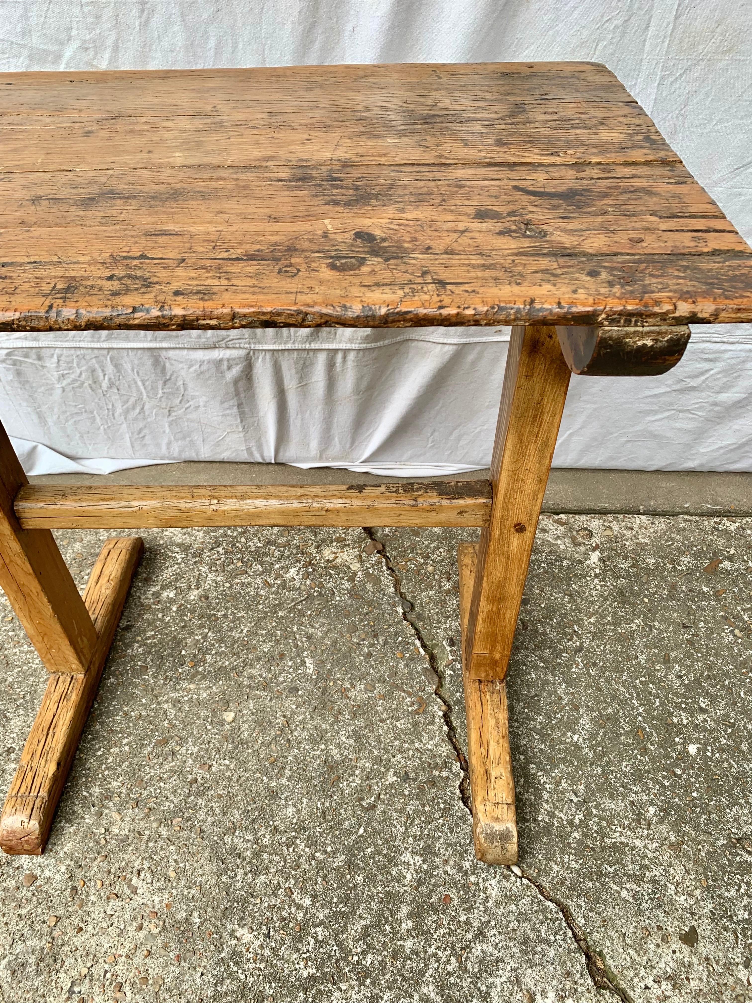 19th Century French Pine Trestle Side Table For Sale 12