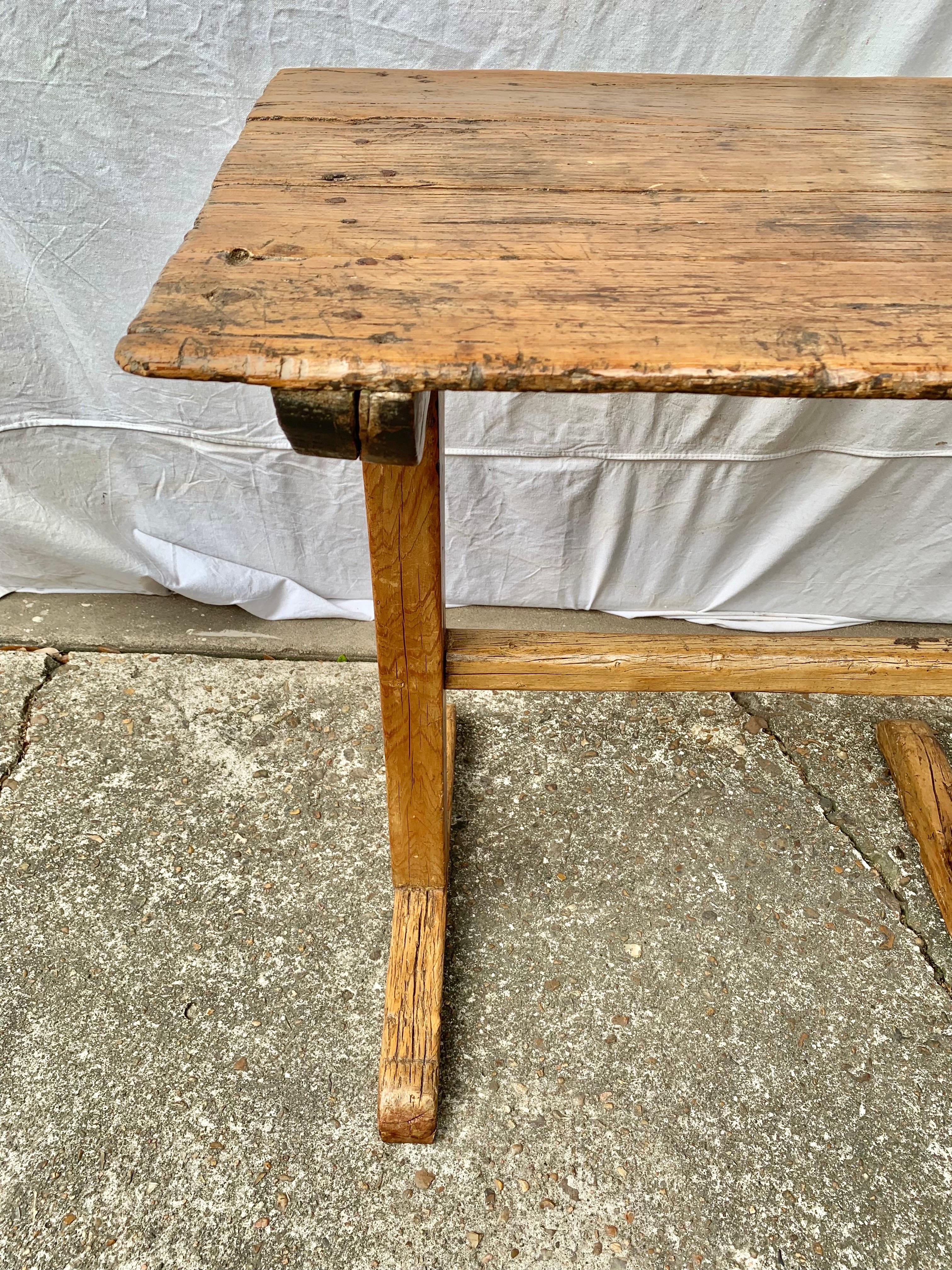 19th Century French Pine Trestle Side Table For Sale 13