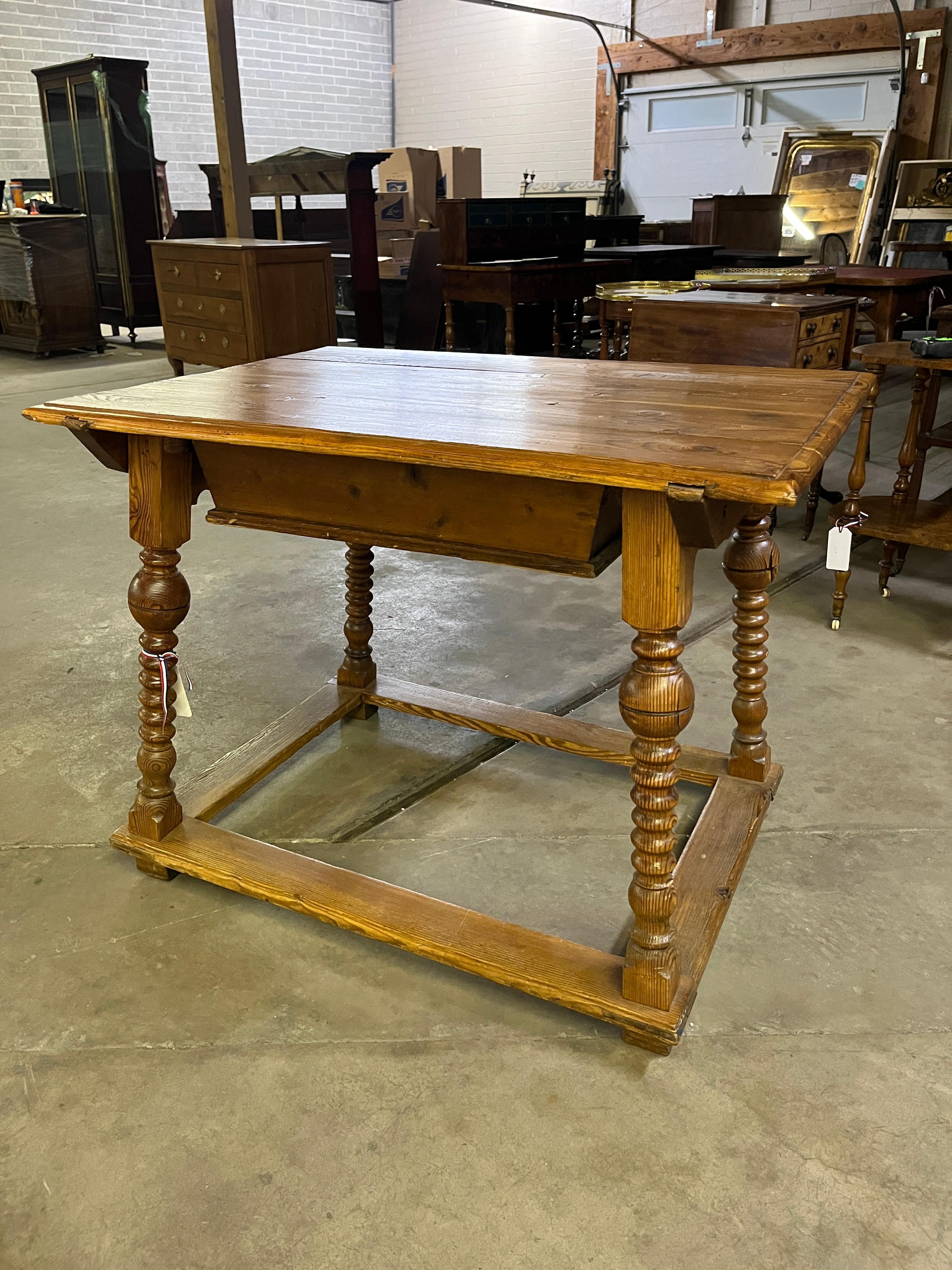 French Provincial 19th Century French Pine Wine Tasting Table For Sale