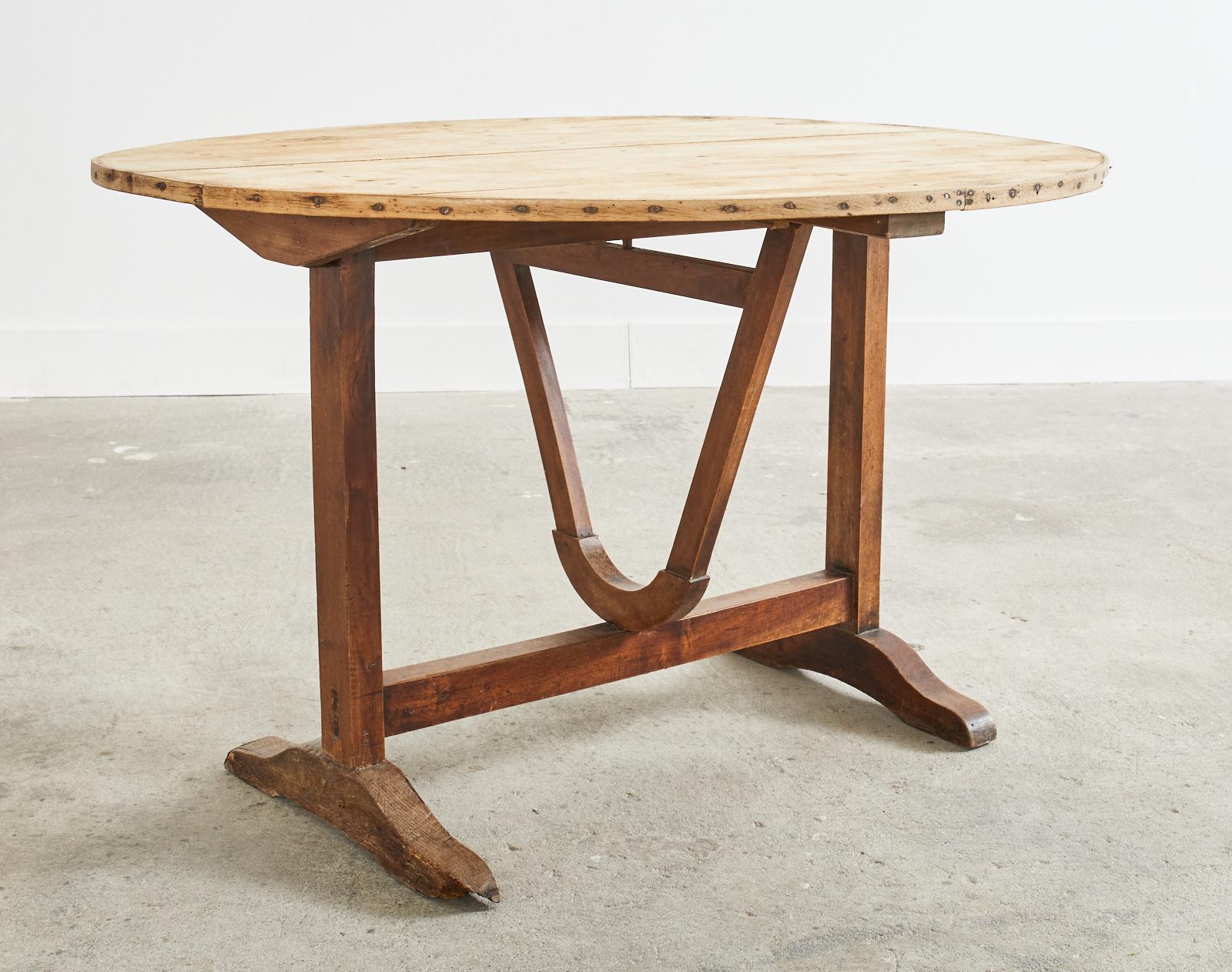 Country 19th Century French Pine Wine Tasting Tilt-Top Table