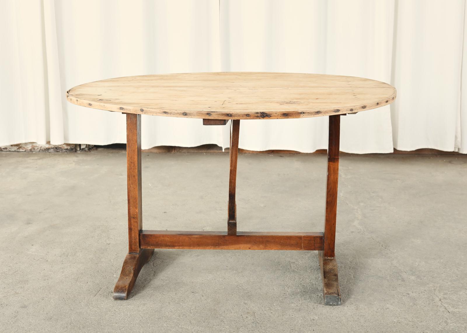 19th Century French Pine Wine Tasting Tilt-Top Table In Distressed Condition In Rio Vista, CA