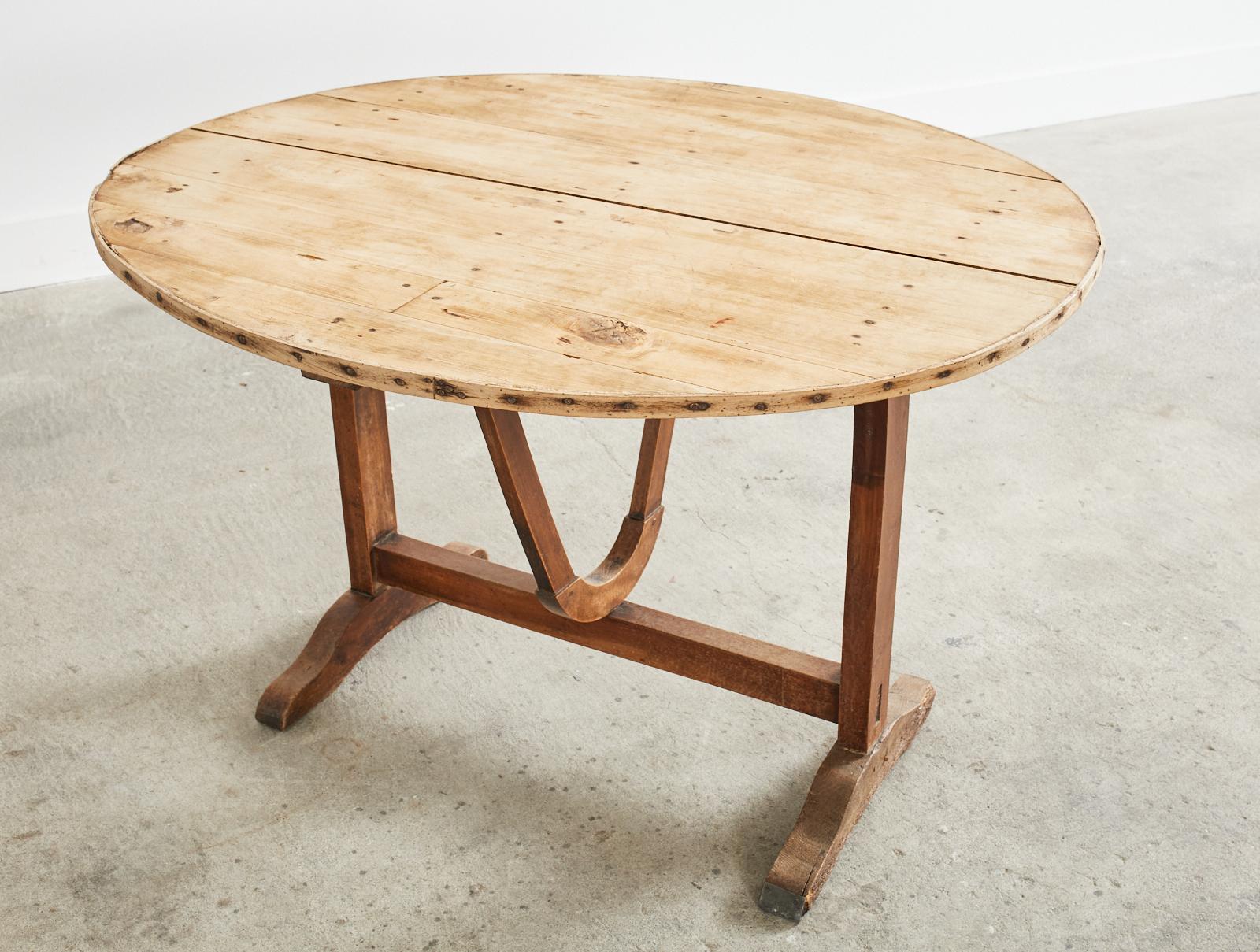 19th Century French Pine Wine Tasting Tilt-Top Table 1