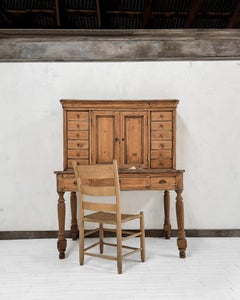 19th Century French Pine Writing Desk with Hutch