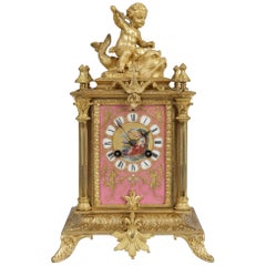 19th Century French Pink Porcelain Clock by Japy Fréres in the Louis XVI Manner