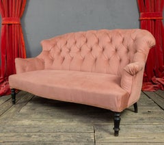 19th Century French Pink Tufted Settee