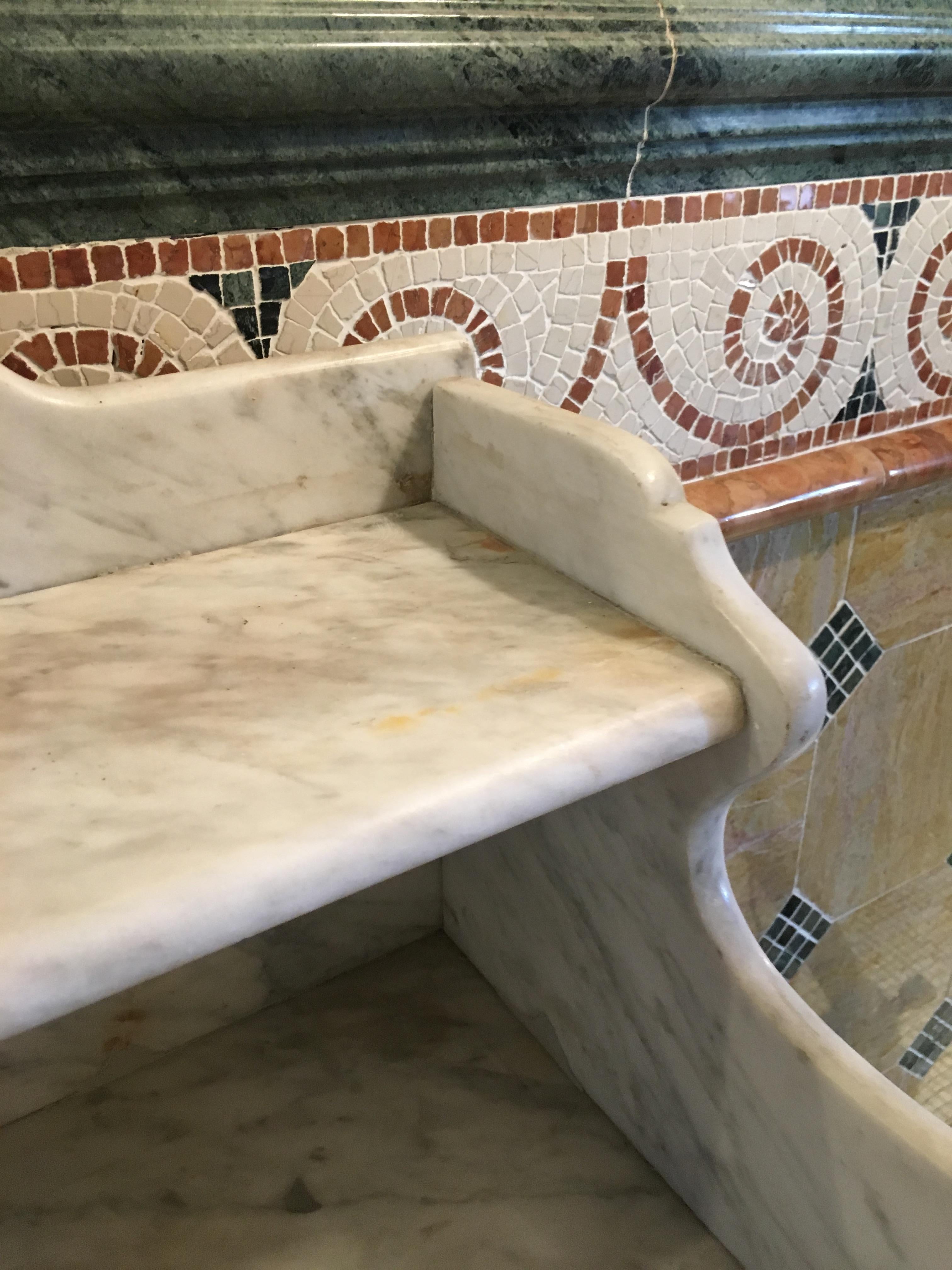 19th Century French Pitch Pine Cupboard Sink with Carrara Marble Top, 1890s 13