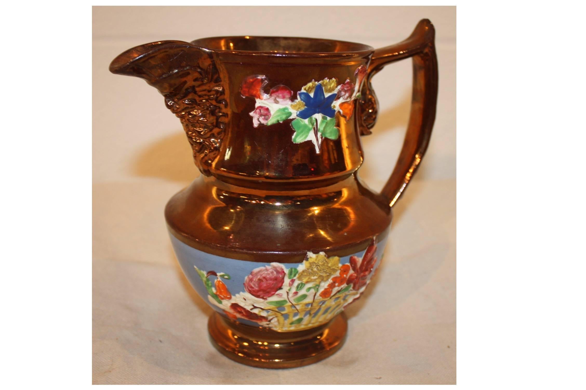Enameled 19th Century French Pitcher For Sale